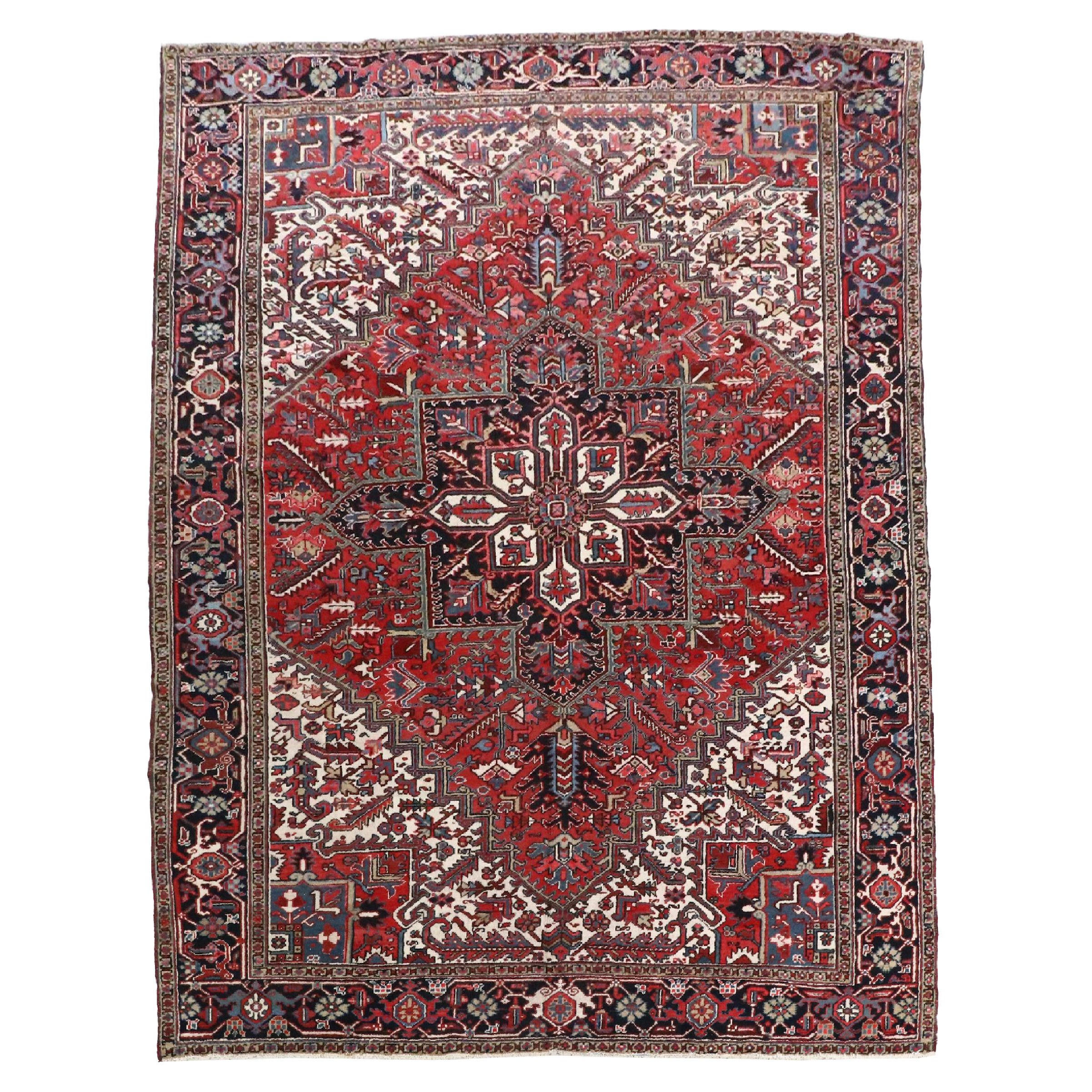 9'3 x 11'9 Hand-Knotted Persian Heriz Area Rug