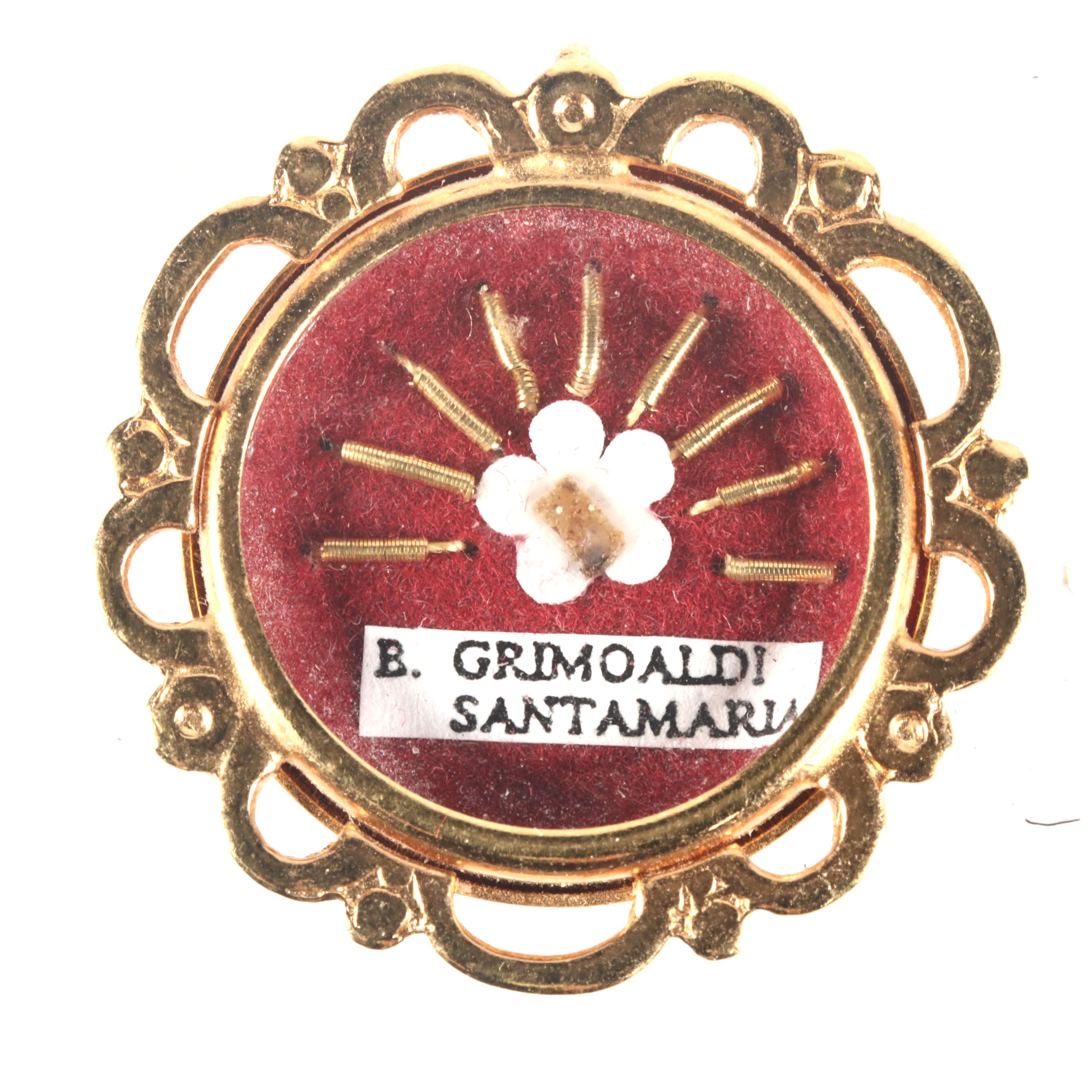 Relic of Blessed Grimoaldo Santamaria in Reliquary with Seal