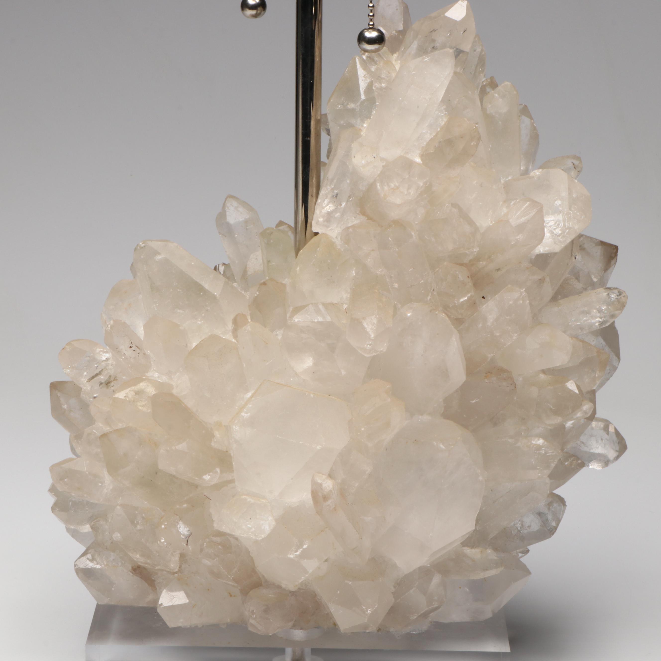 Quartz Crystal Lamp with Tanner Kenzie Black Silk Drum Shade