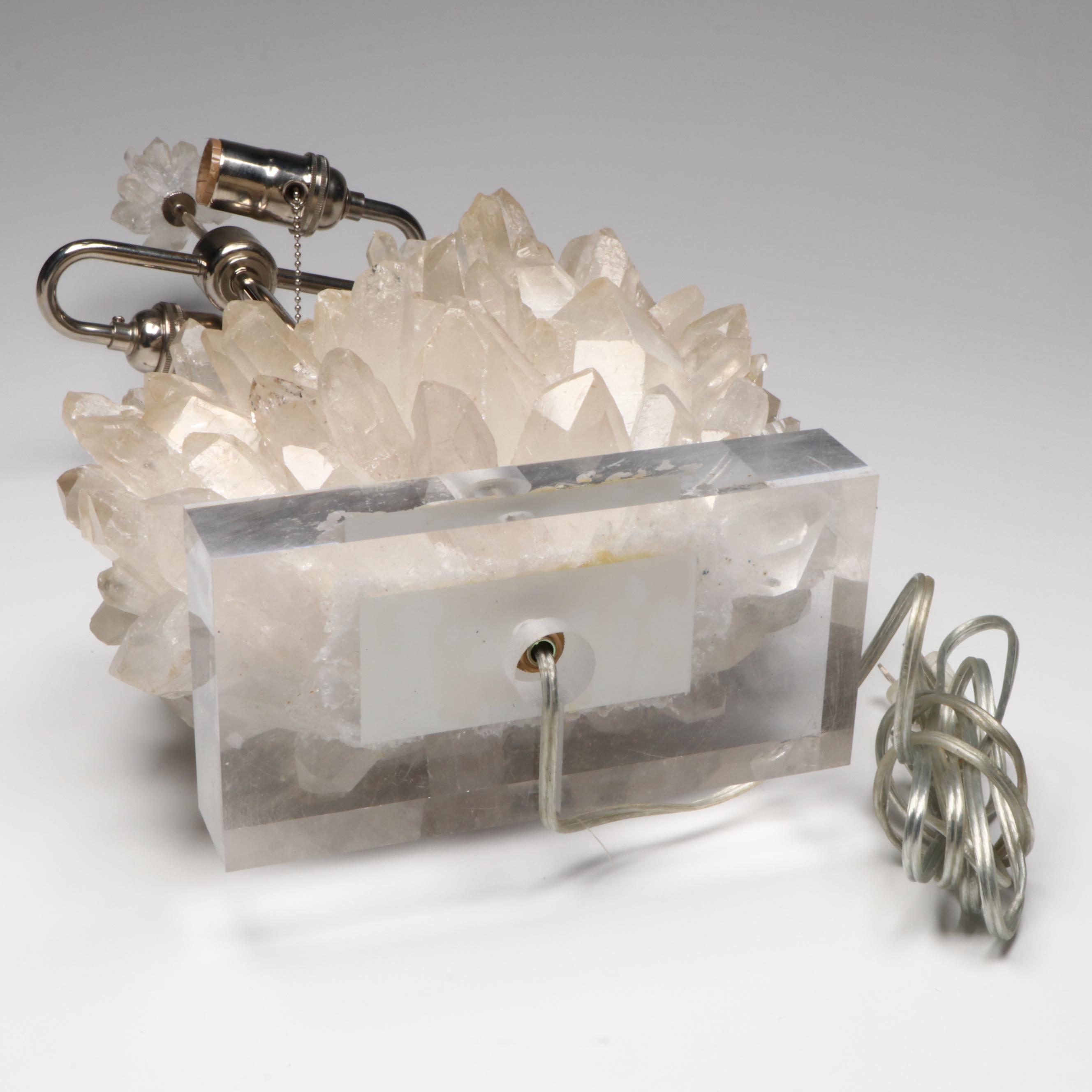 Quartz Crystal Lamp with Tanner Kenzie Black Silk Drum Shade