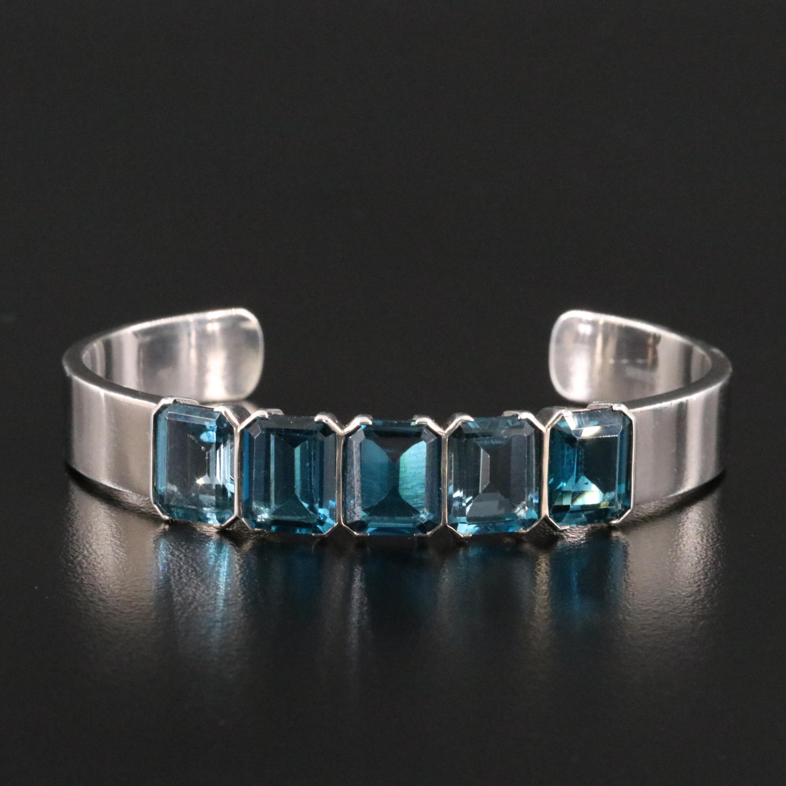 Sheryl Lowe Sterling London Blue Topaz Cuff
