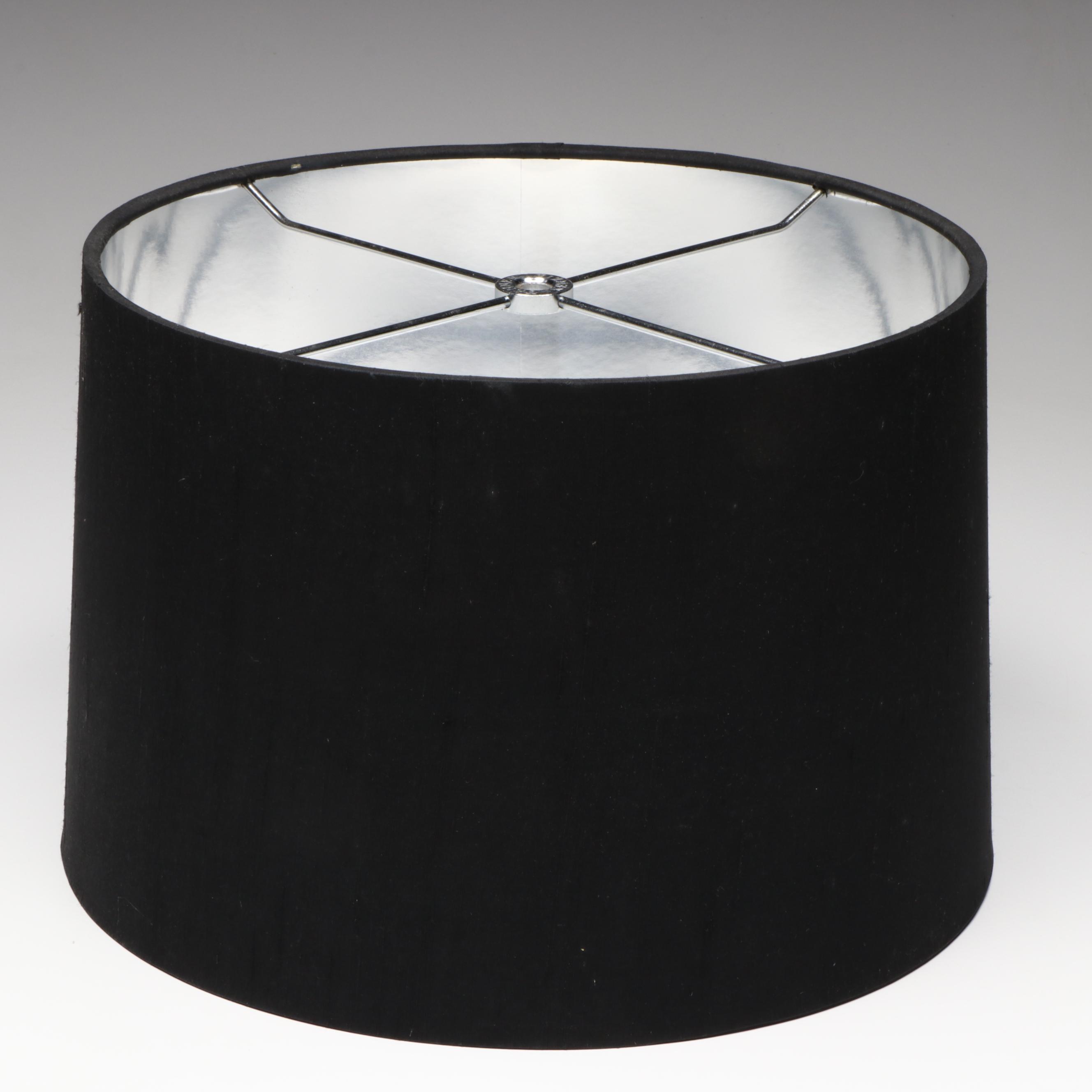 Quartz Crystal Lamp with Tanner Kenzie Black Silk Drum Shade