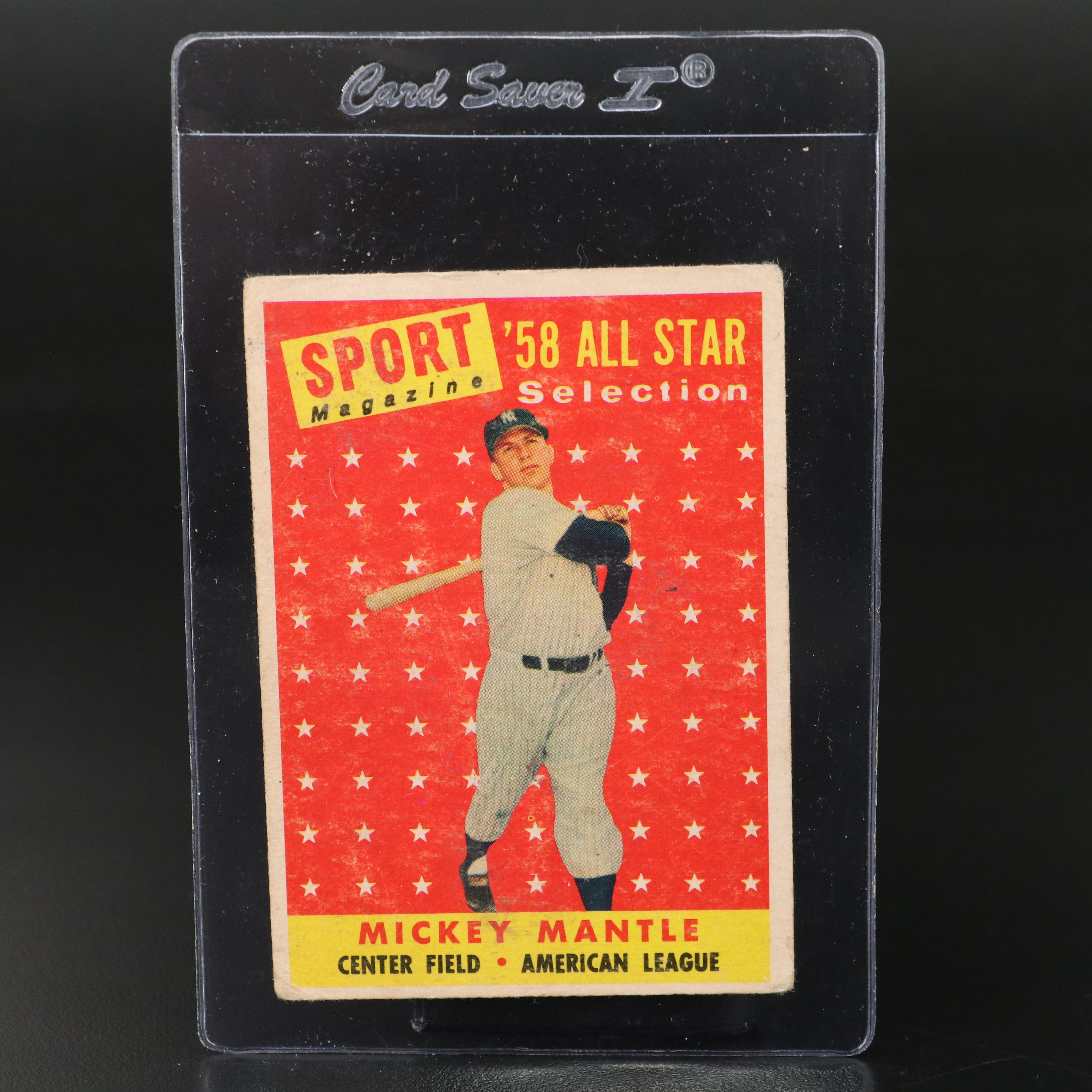 1958 Topps Mickey Mantle New York Yankees All-Star Baseball Card