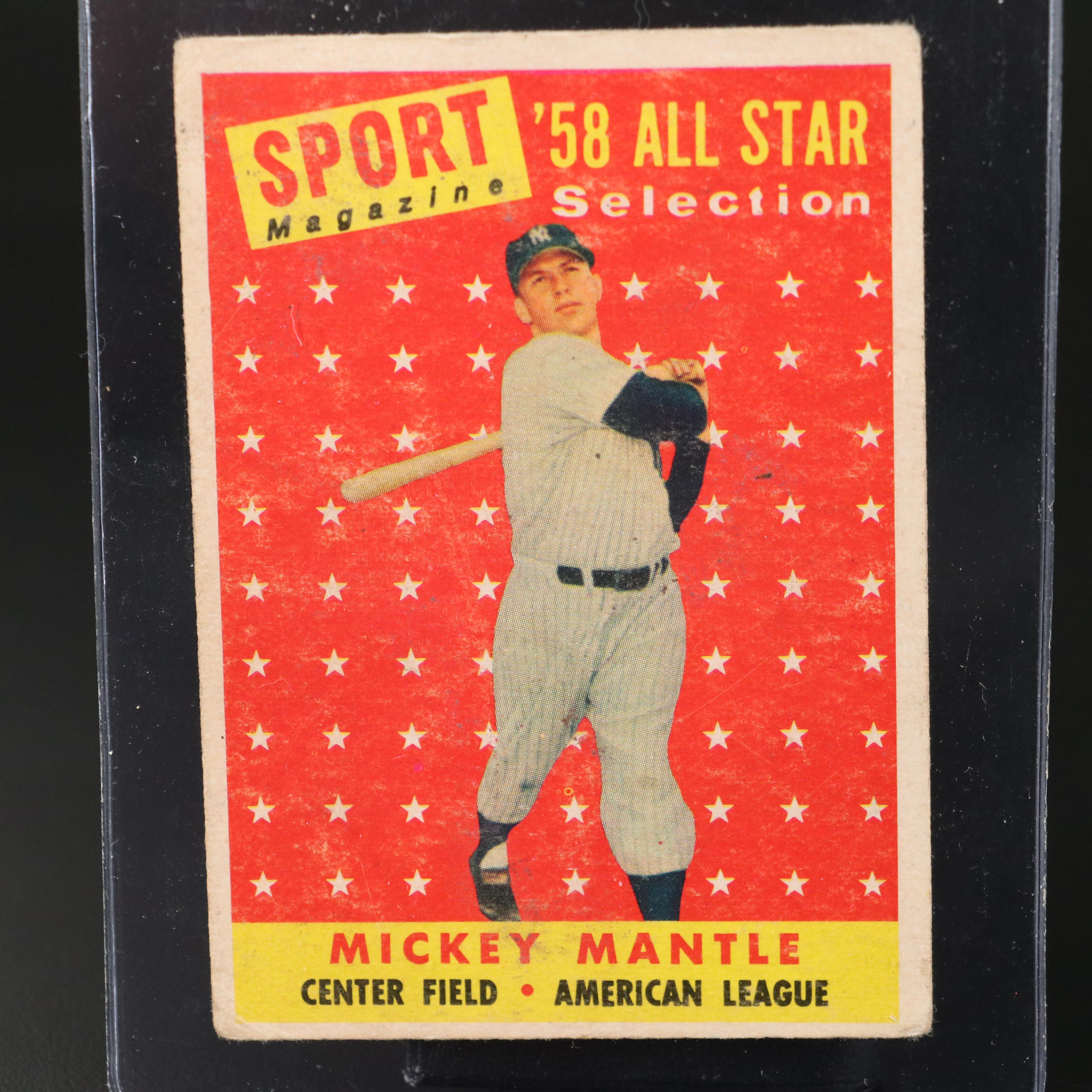 1958 Topps Mickey Mantle New York Yankees All-Star Baseball Card