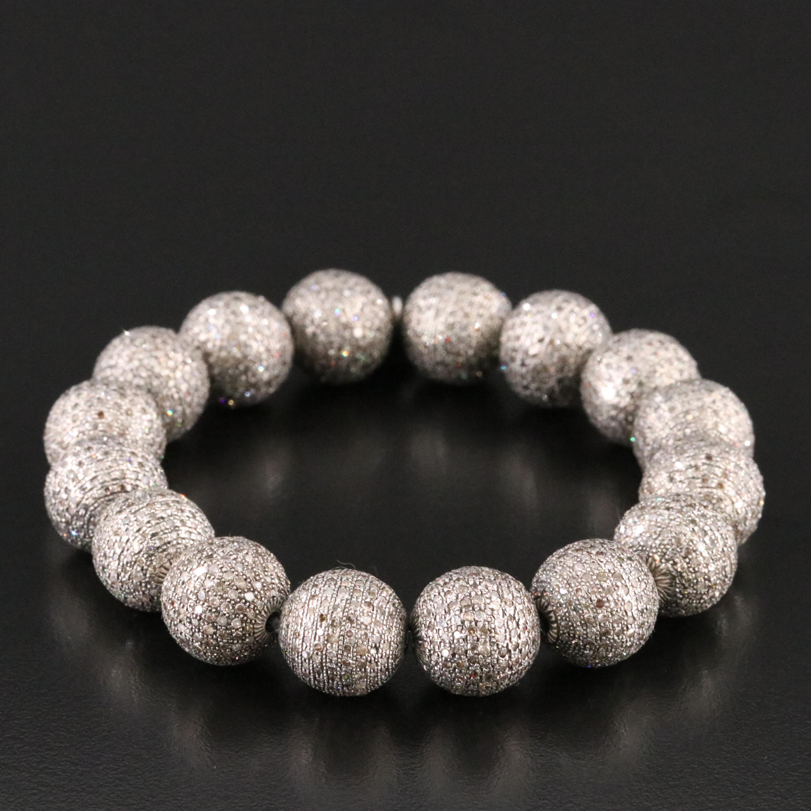 Sheryl Lowe Sterling Pavé Diamond Bead Bracelet