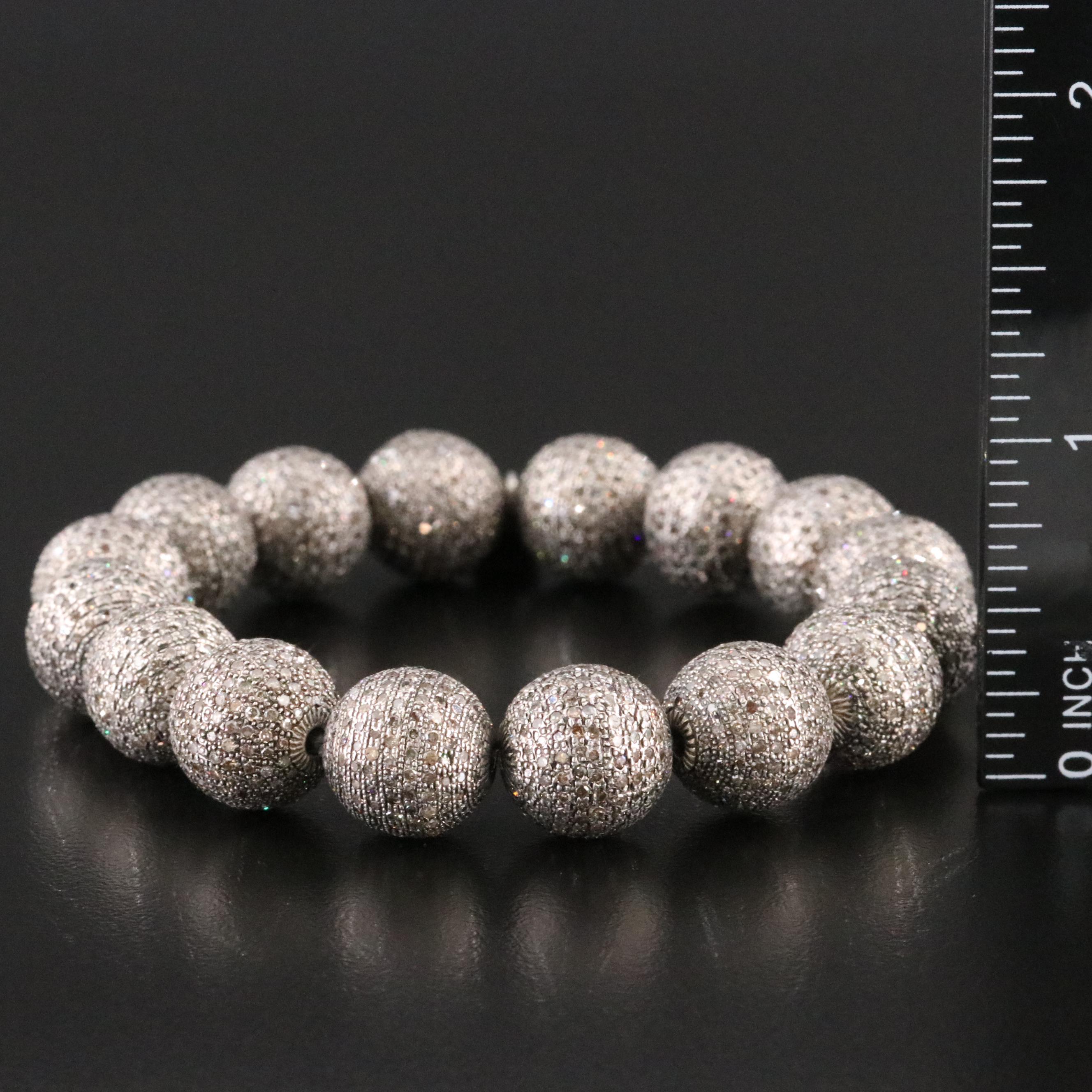 Sheryl Lowe Sterling Pavé Diamond Bead Bracelet