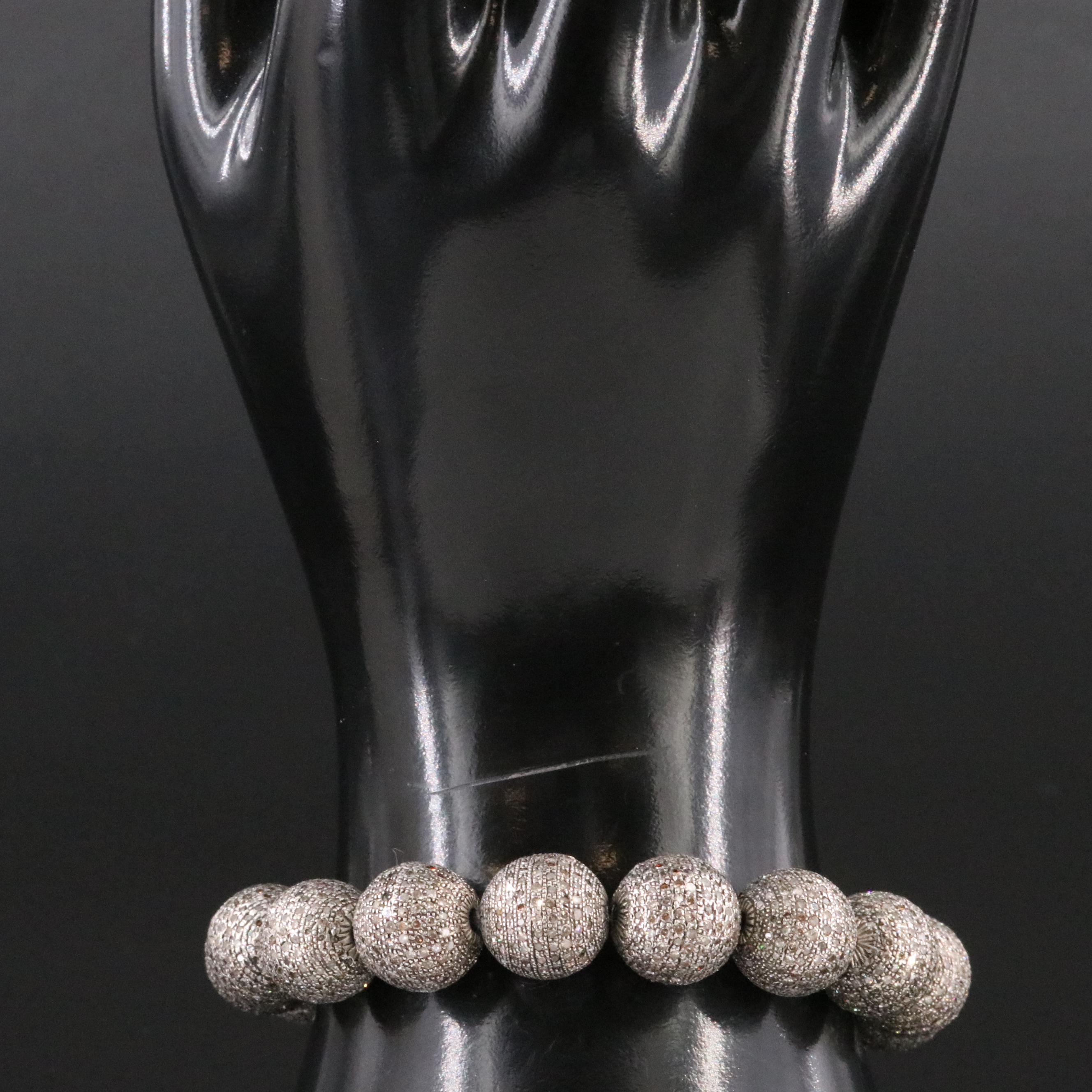 Sheryl Lowe Sterling Pavé Diamond Bead Bracelet