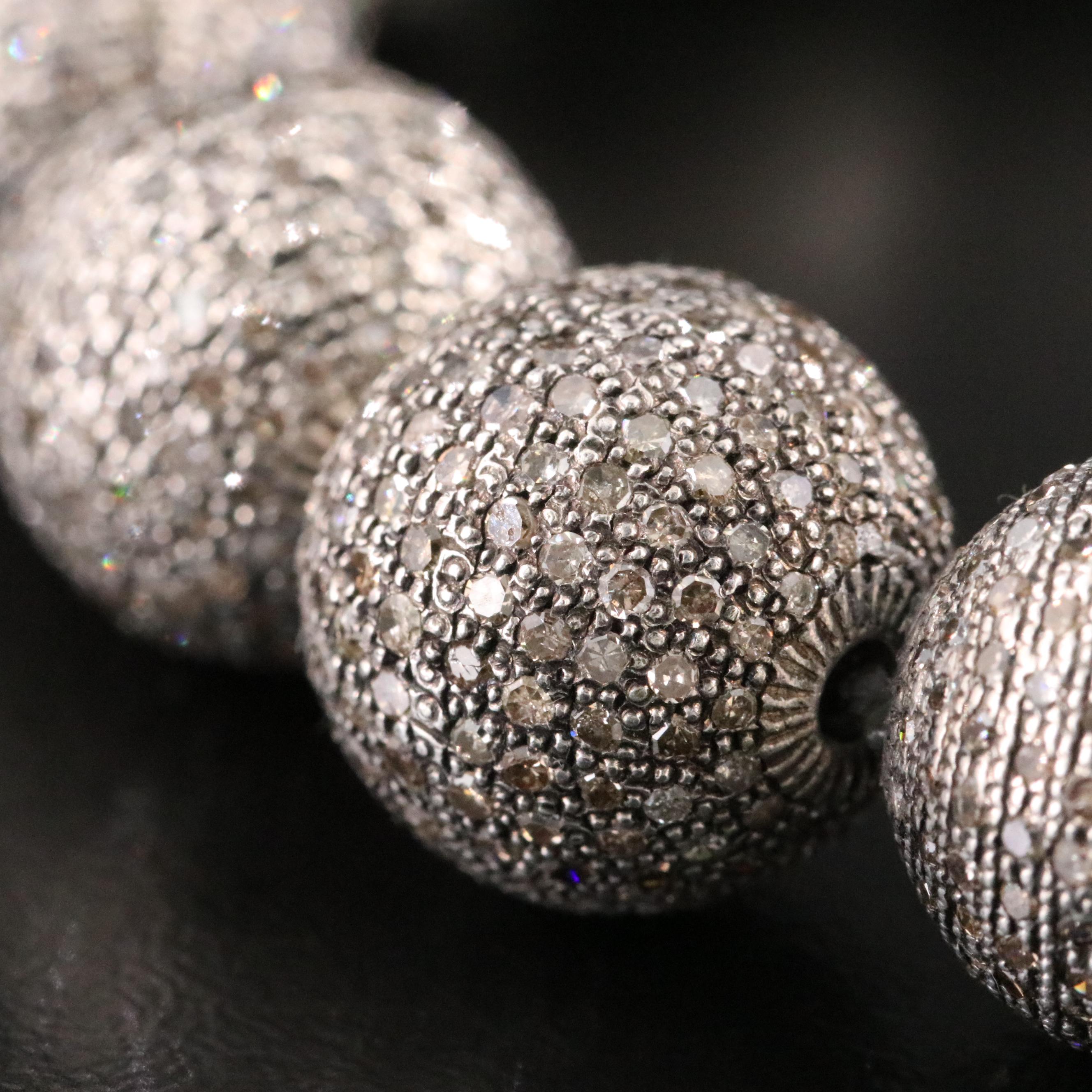 Sheryl Lowe Sterling Pavé Diamond Bead Bracelet