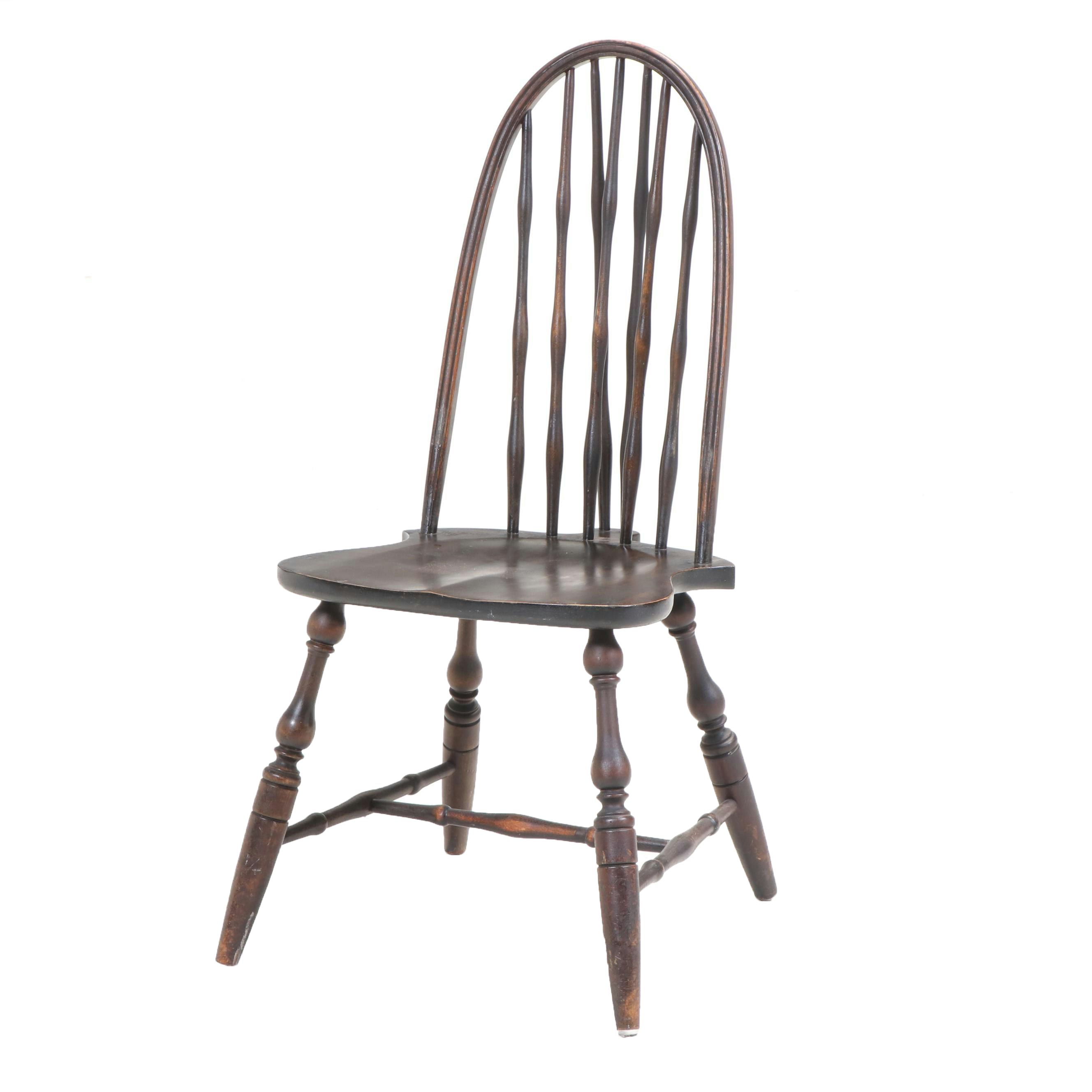 American Colonial Revival Hardwood Brace-Back Windsor Side Chair