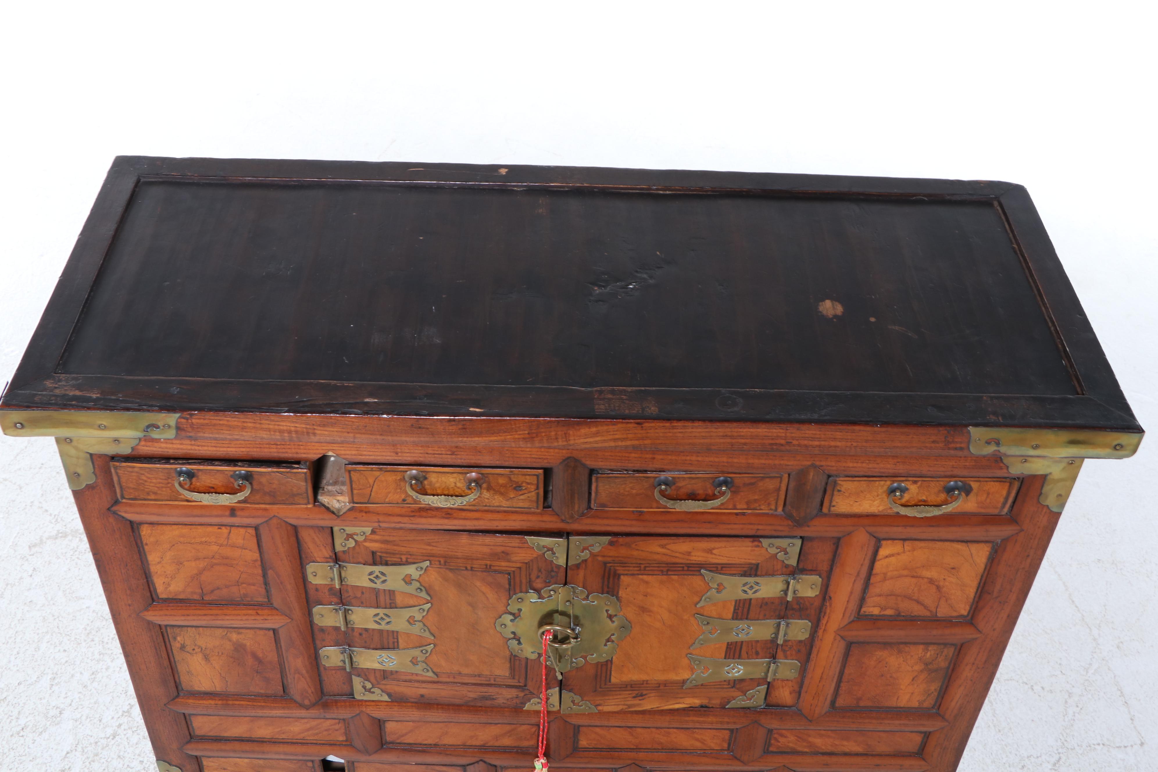 Korean Elm and Brass Chest on Chest