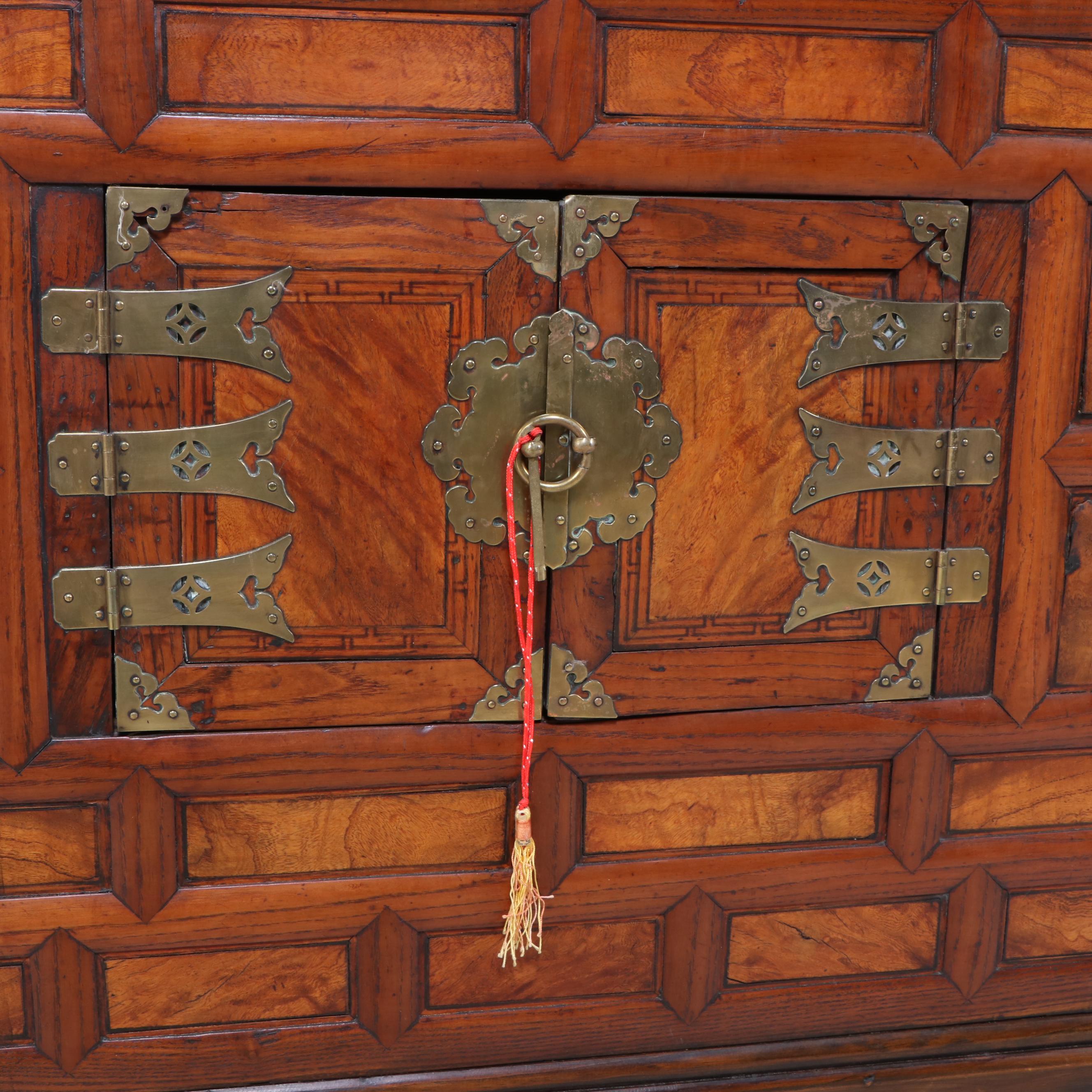 Korean Elm and Brass Chest on Chest