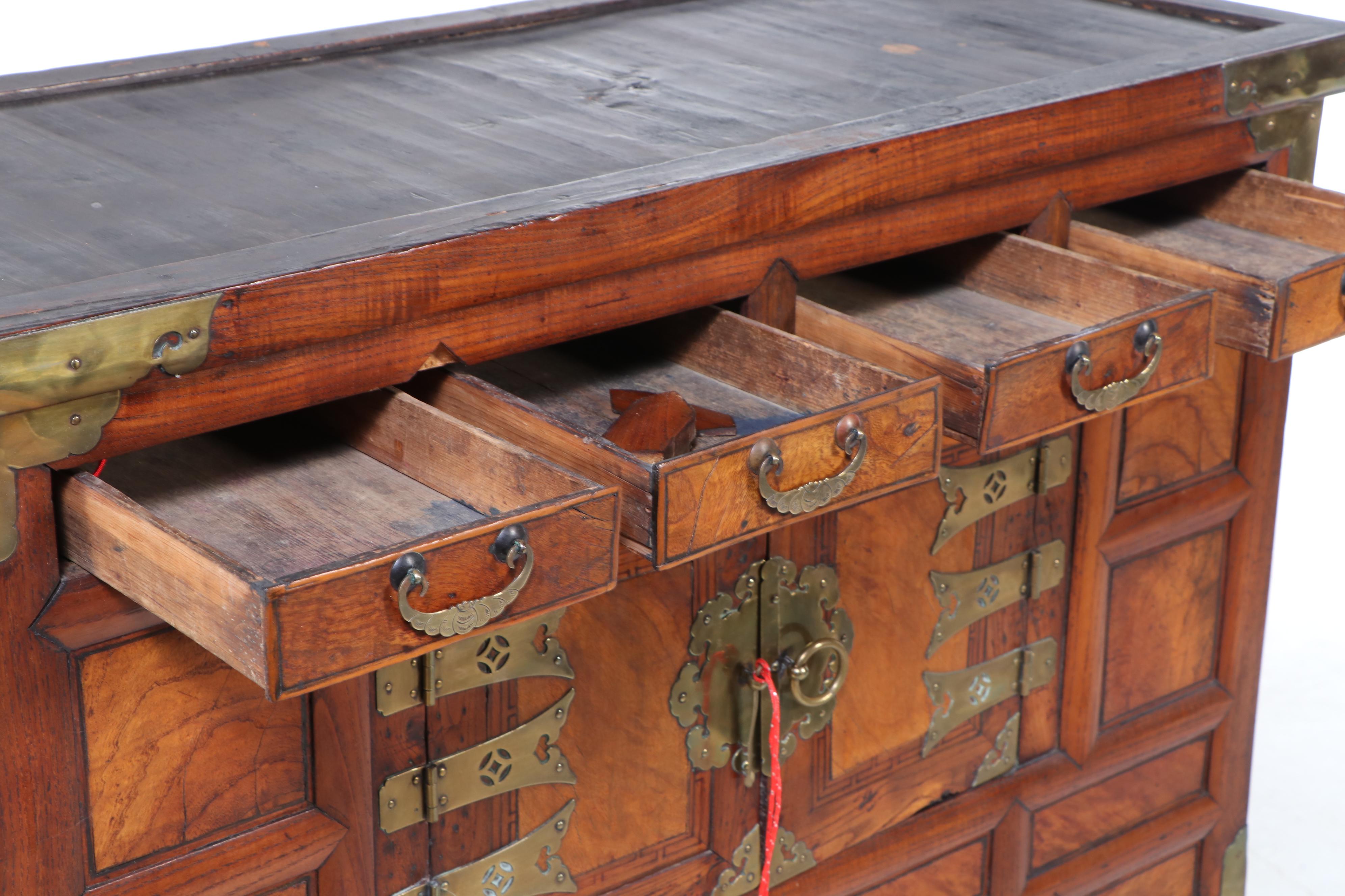 Korean Elm and Brass Chest on Chest