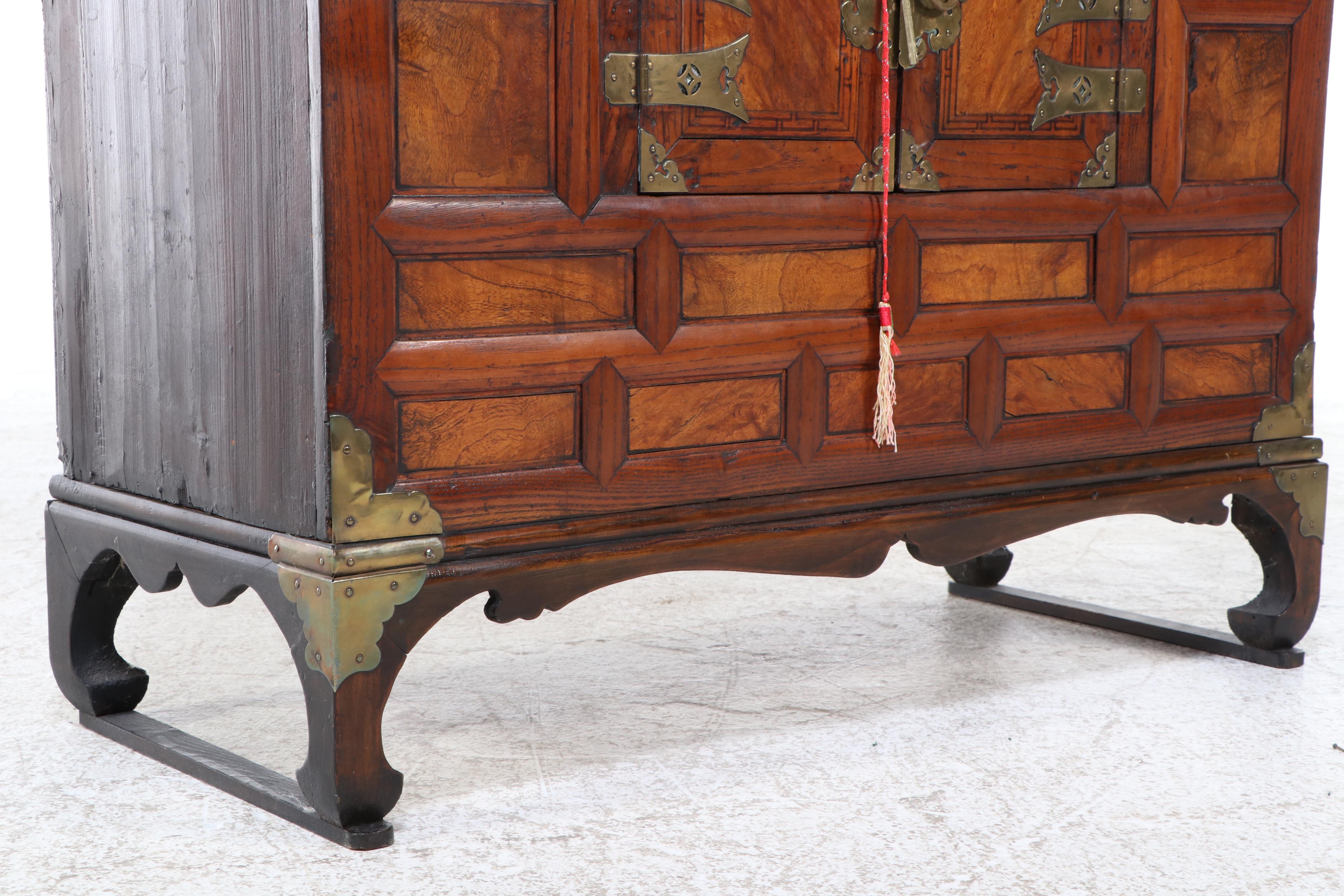 Korean Elm and Brass Chest on Chest