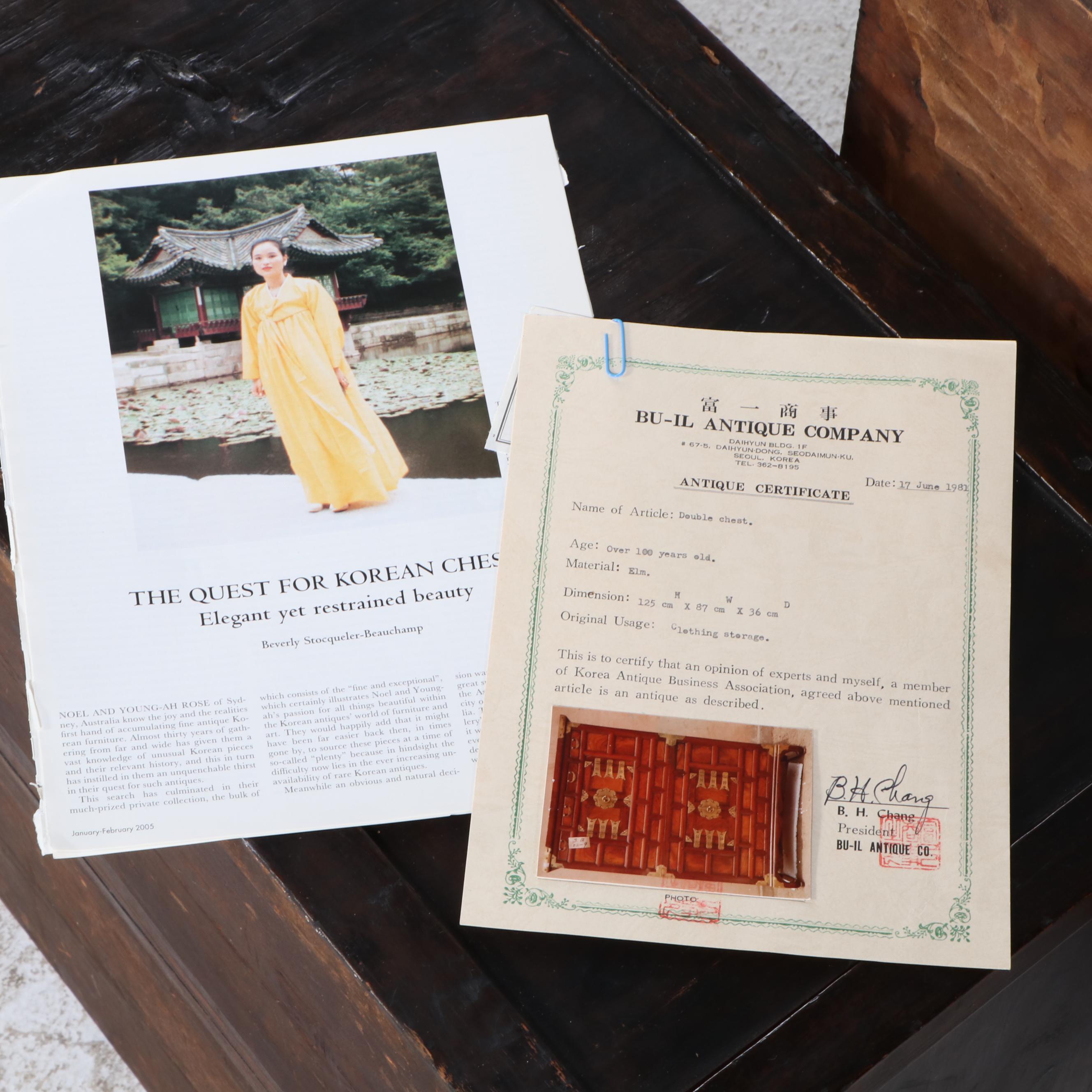 Korean Elm and Brass Chest on Chest