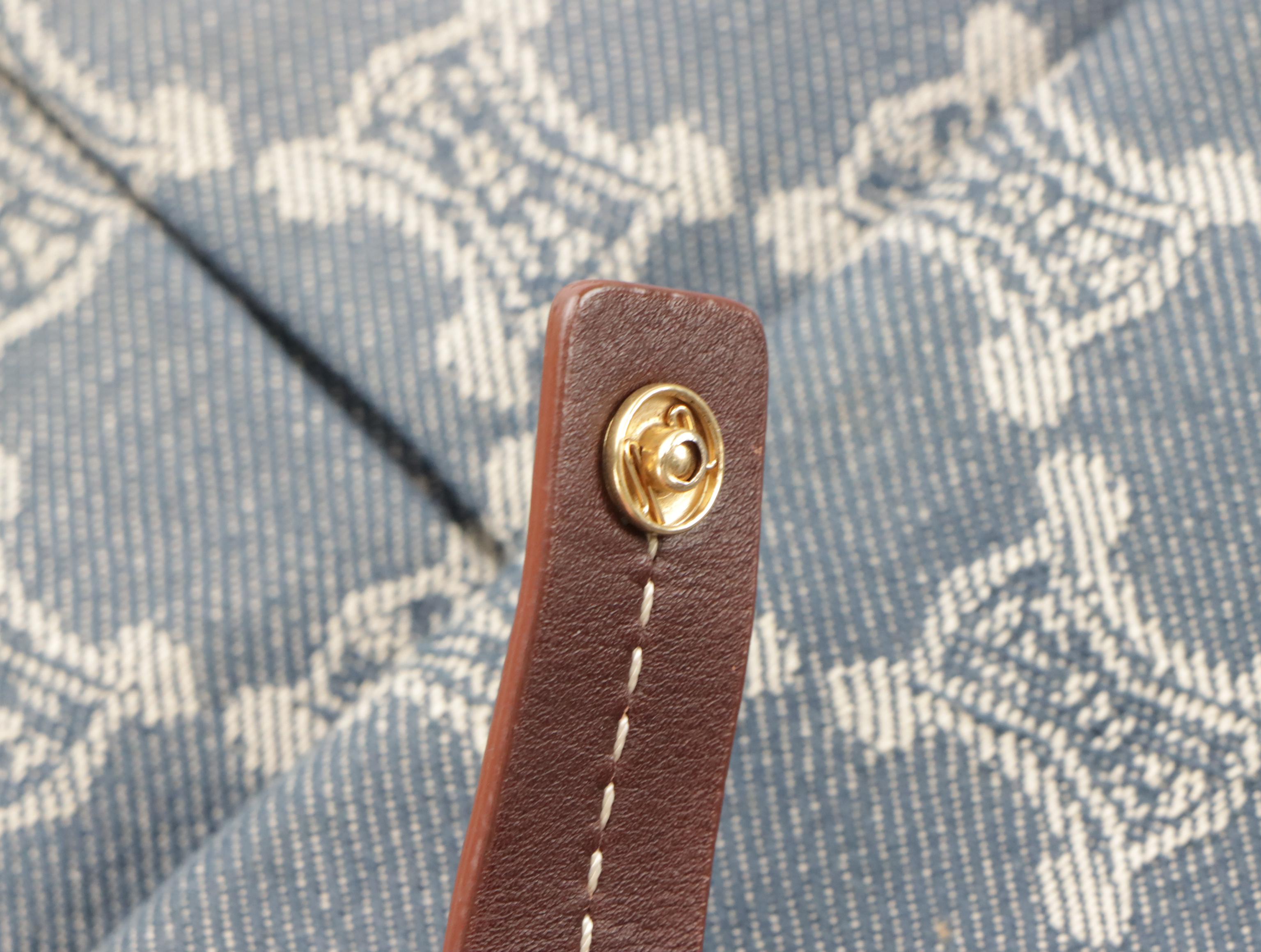 Celine Macadam Denim Messenger Bag with Brown Leather Trim