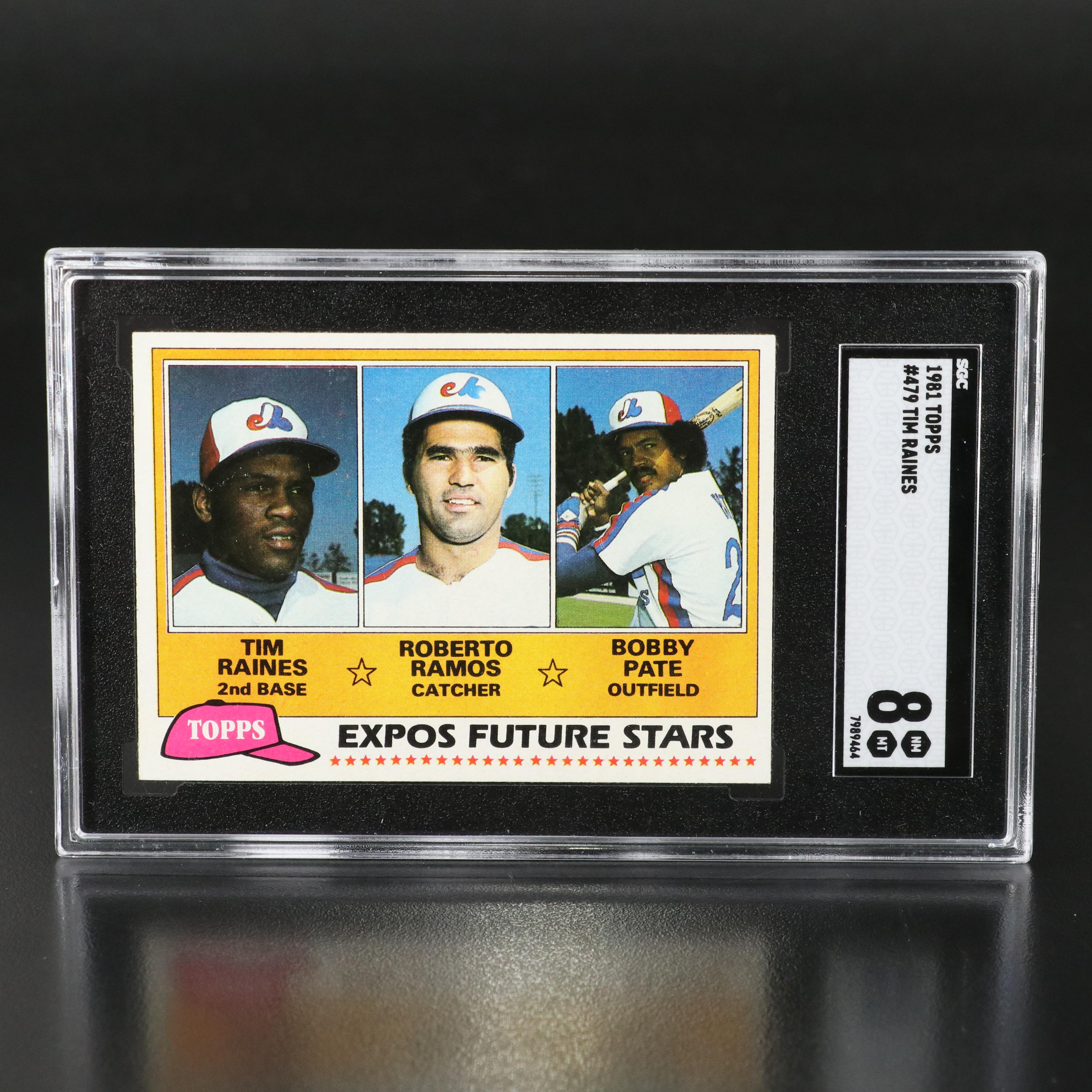 1981 Topps Tim Raines Montreal Expos Rookie Baseball Card Graded SGC 8