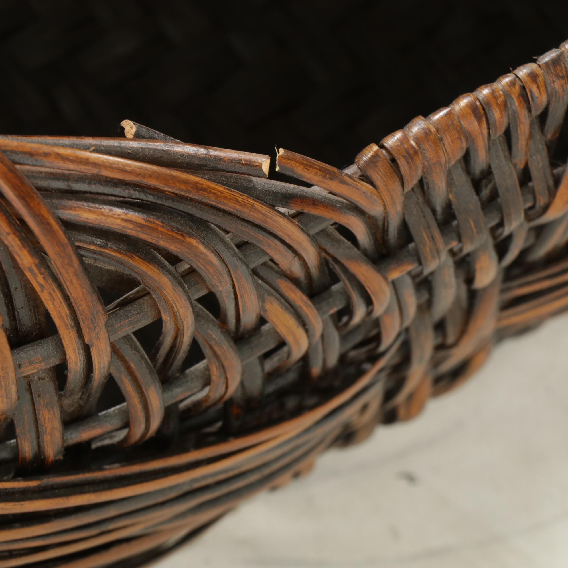 Philippine Woven Bamboo Basket, Late 20th Century