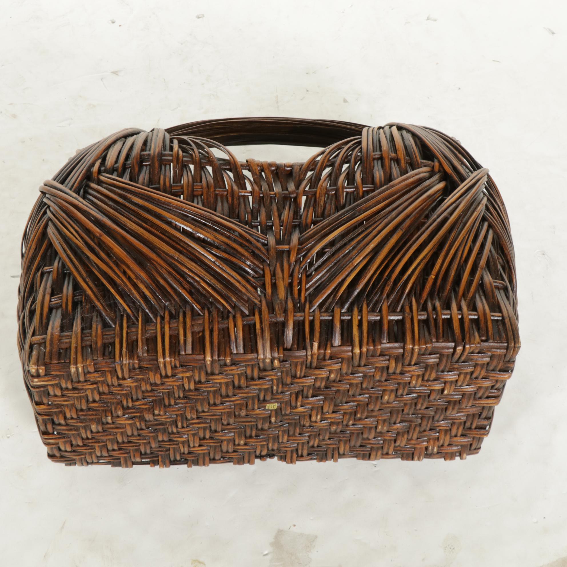Philippine Woven Bamboo Basket, Late 20th Century