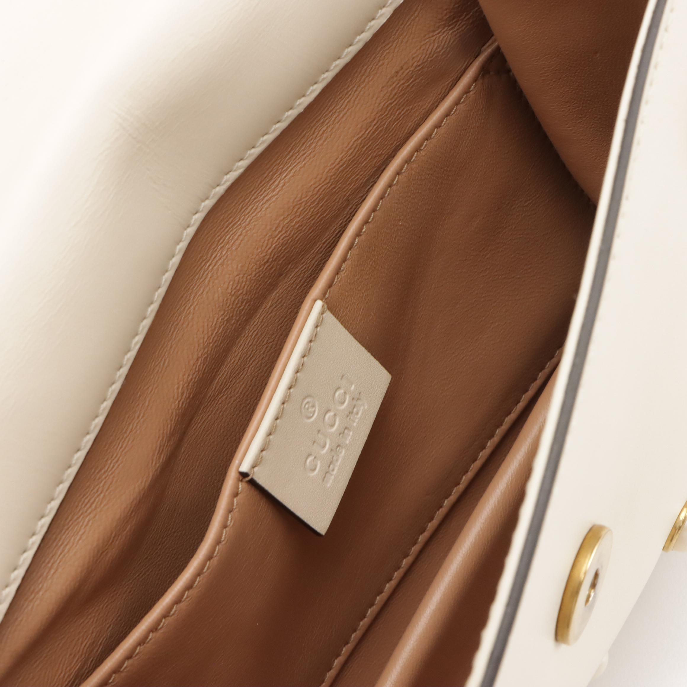 Gucci Mini Broadway Bee Shoulder Bag in Pearl Studded Calfskin Leather