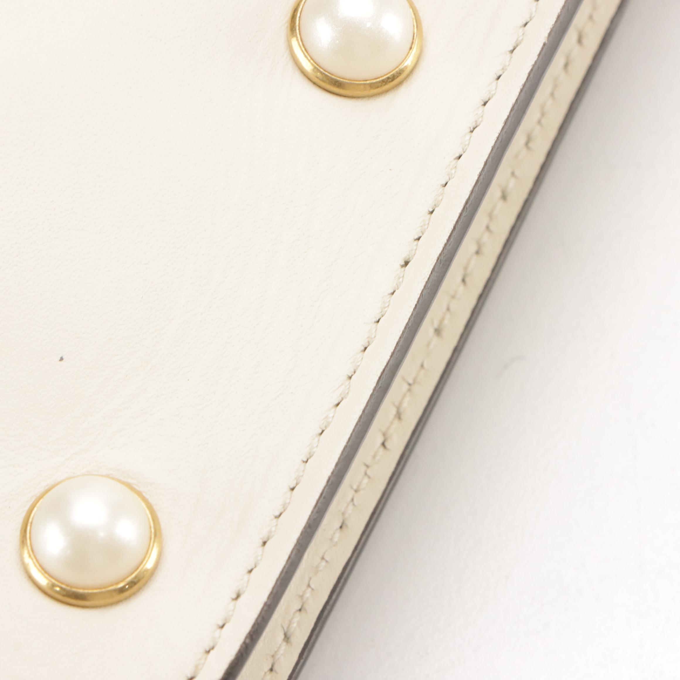 Gucci Mini Broadway Bee Shoulder Bag in Pearl Studded Calfskin Leather