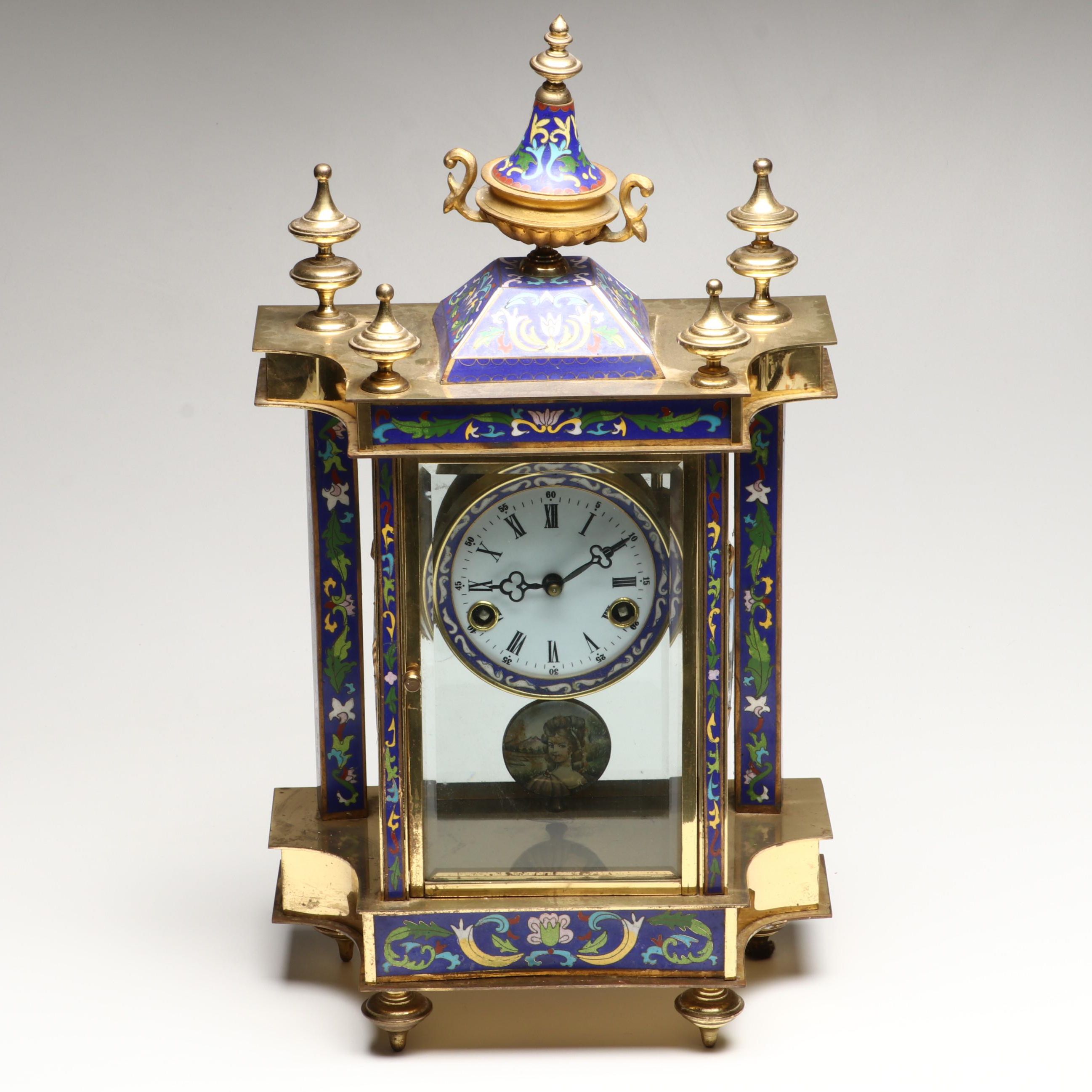 Royal Blue Cloisonné Mantel Clock