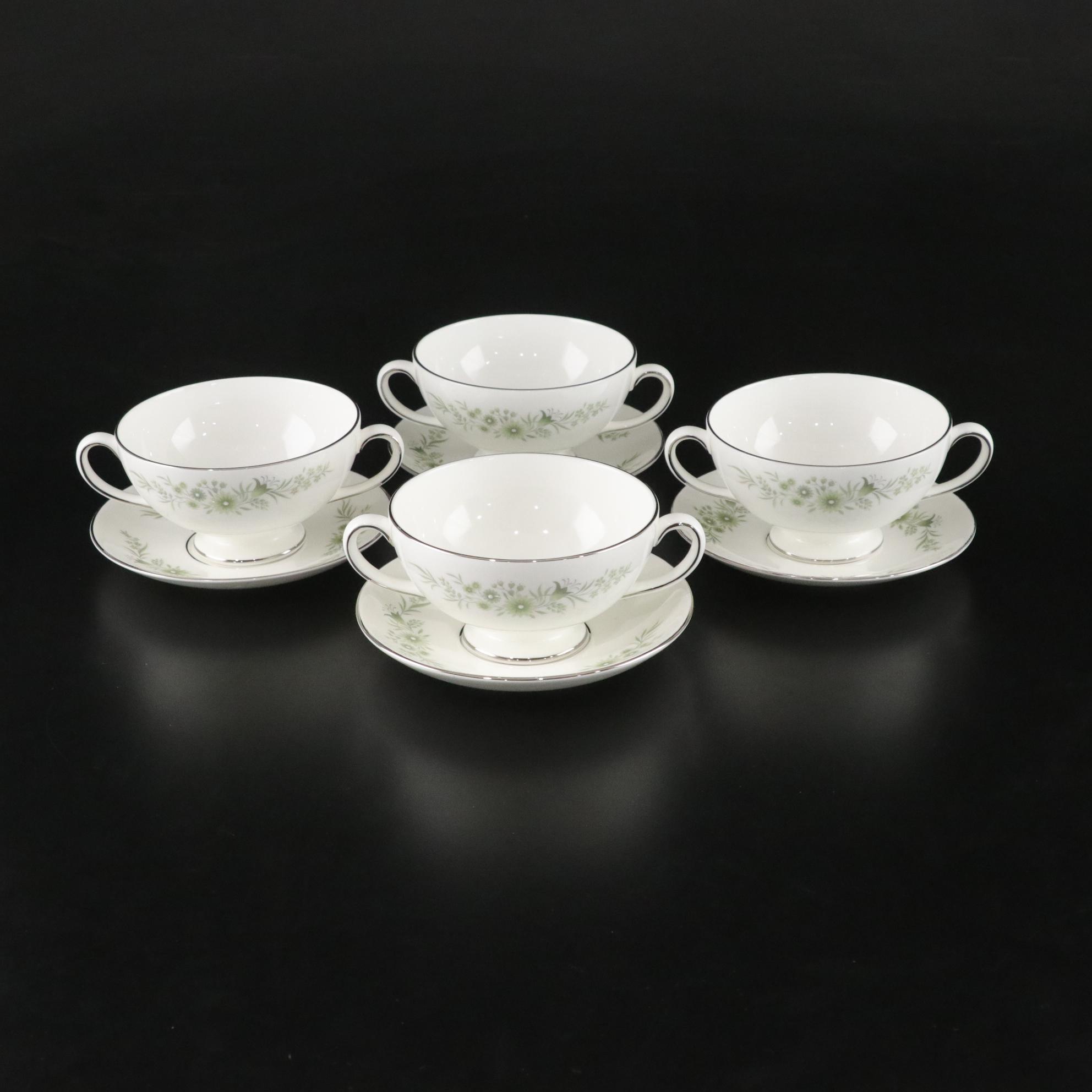 Wedgwood "Westbury" Platinum Rim Bone China Dinner Service for Four