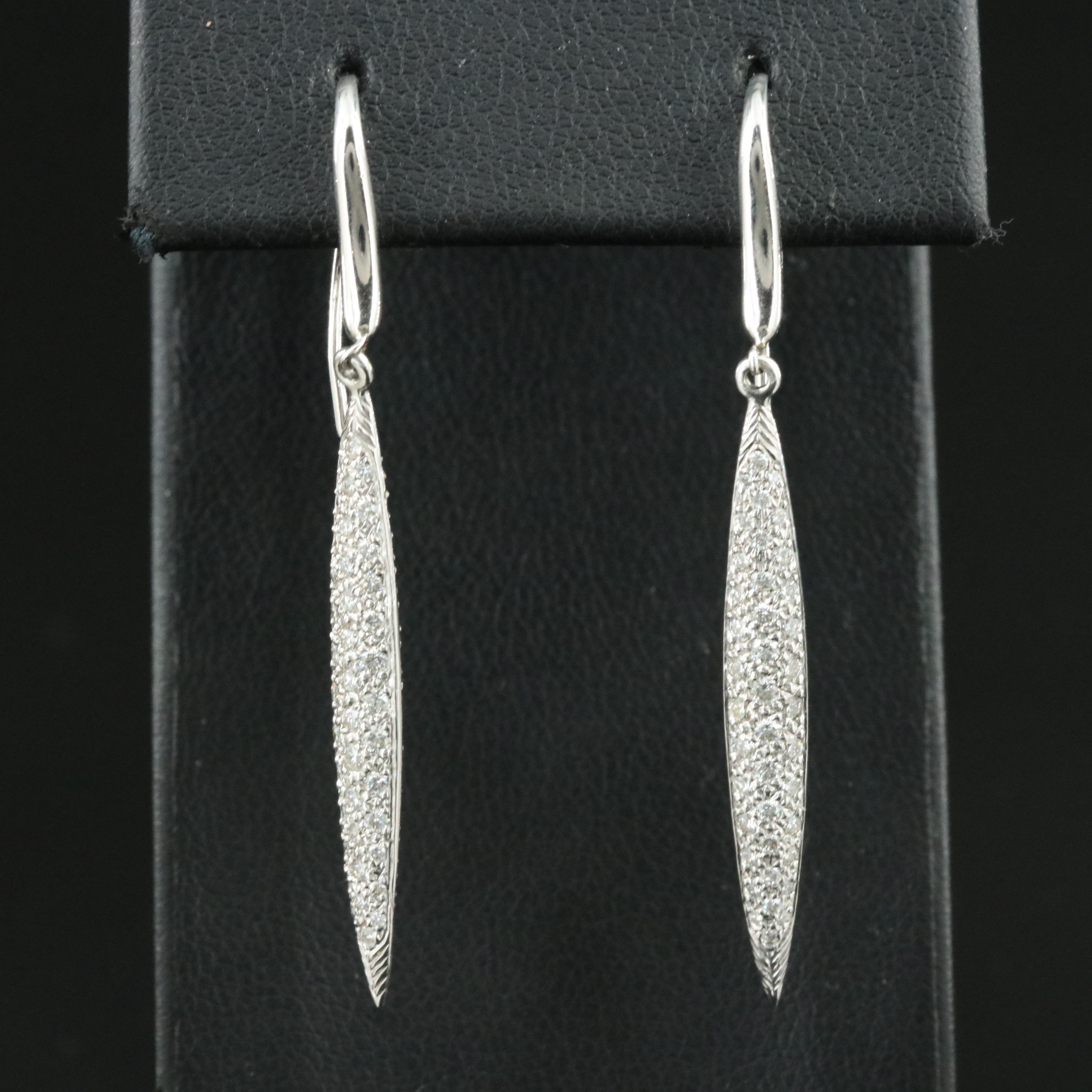 Tiffany & Co. 18K 1.18 CTW Diamond Pavé Feather Earrings