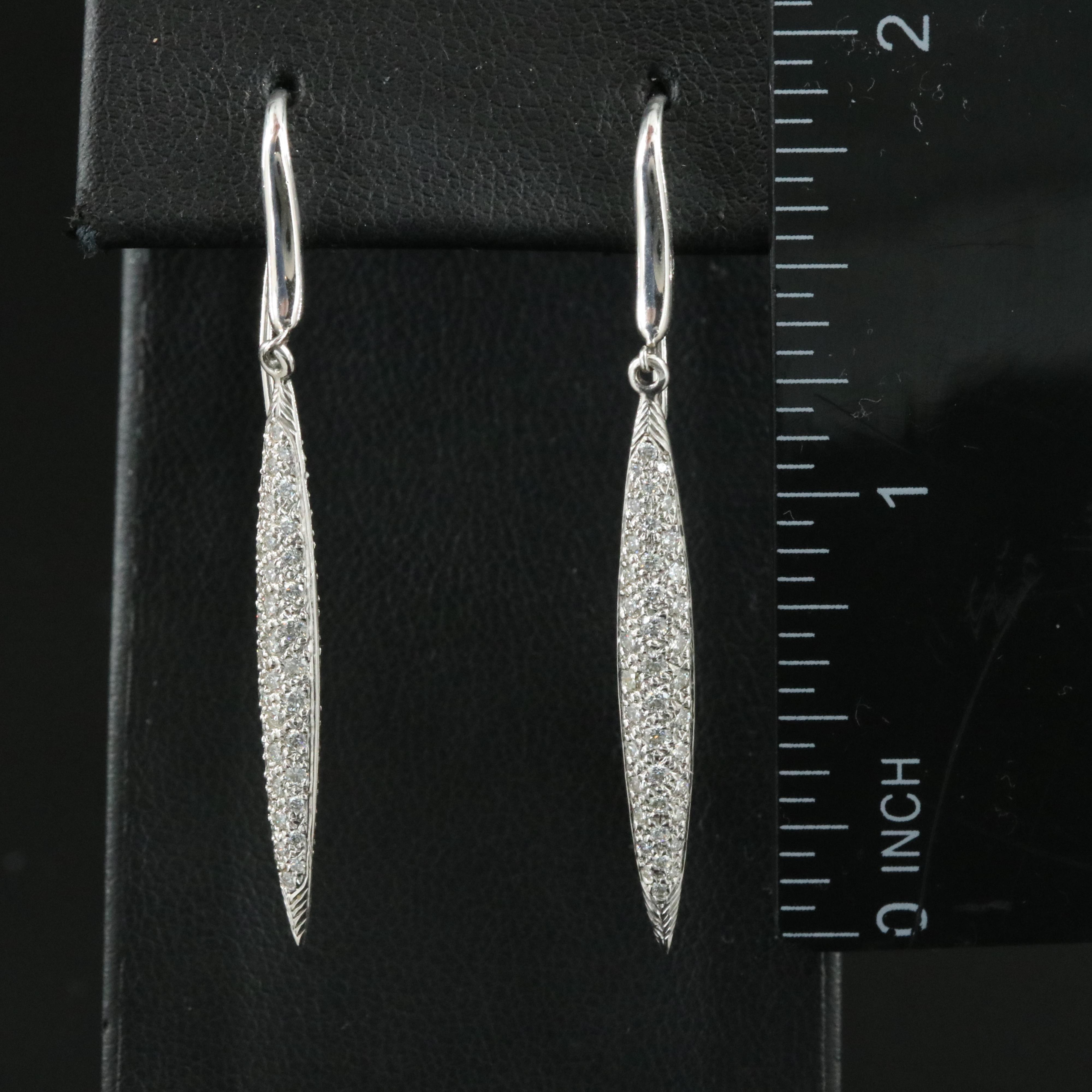 Tiffany & Co. 18K 1.18 CTW Diamond Pavé Feather Earrings