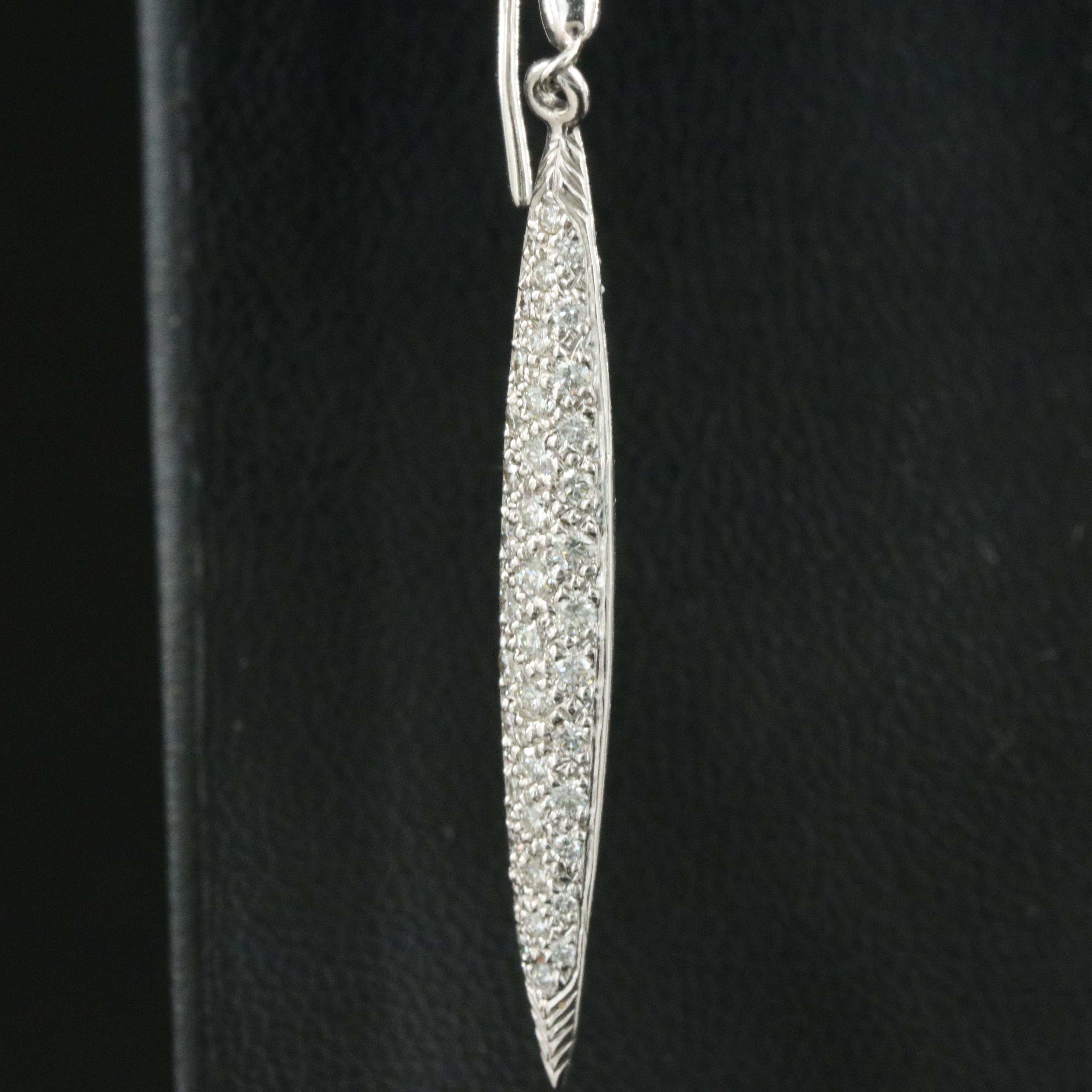 Tiffany & Co. 18K 1.18 CTW Diamond Pavé Feather Earrings