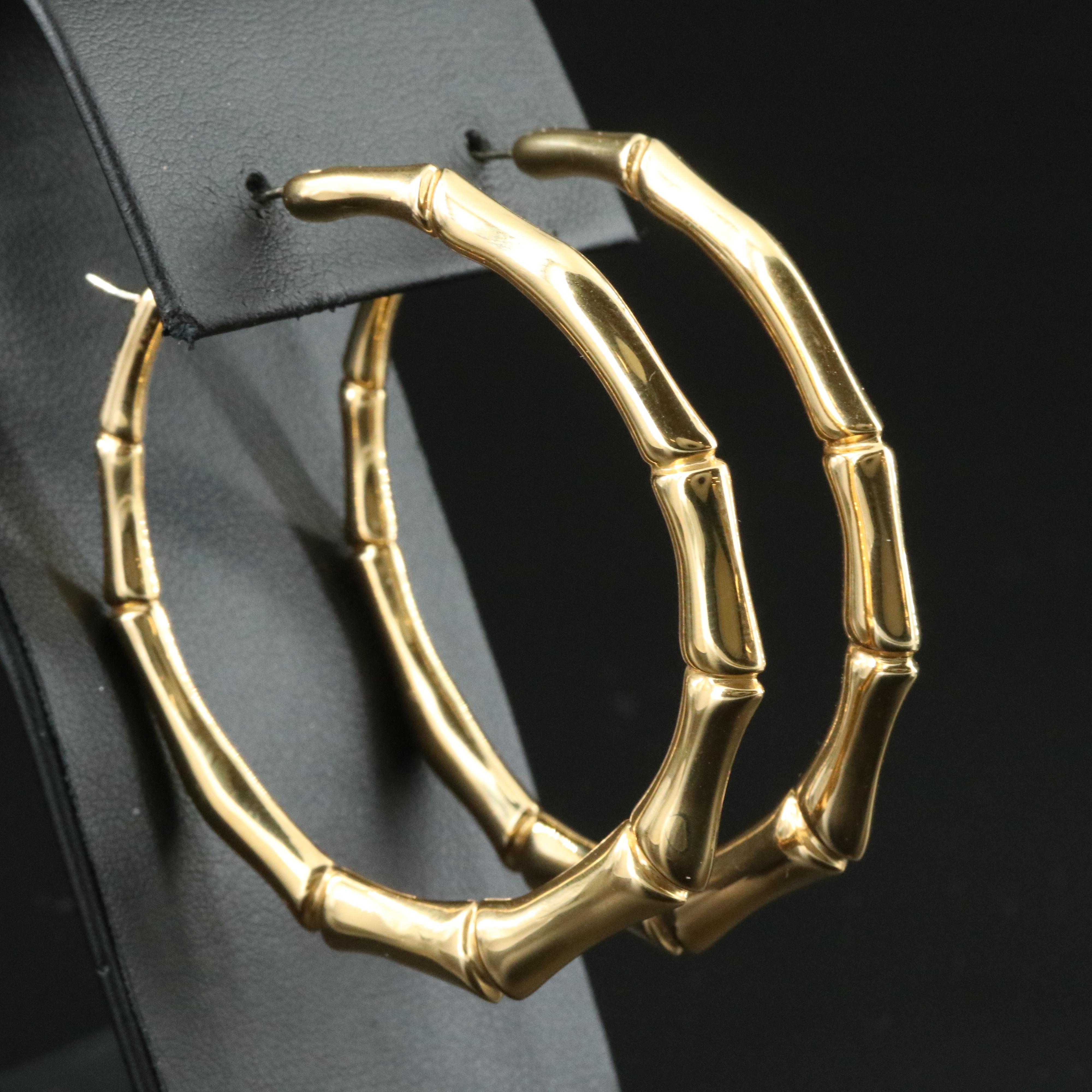 Gucci 18K Large Bamboo Hoop Earrings