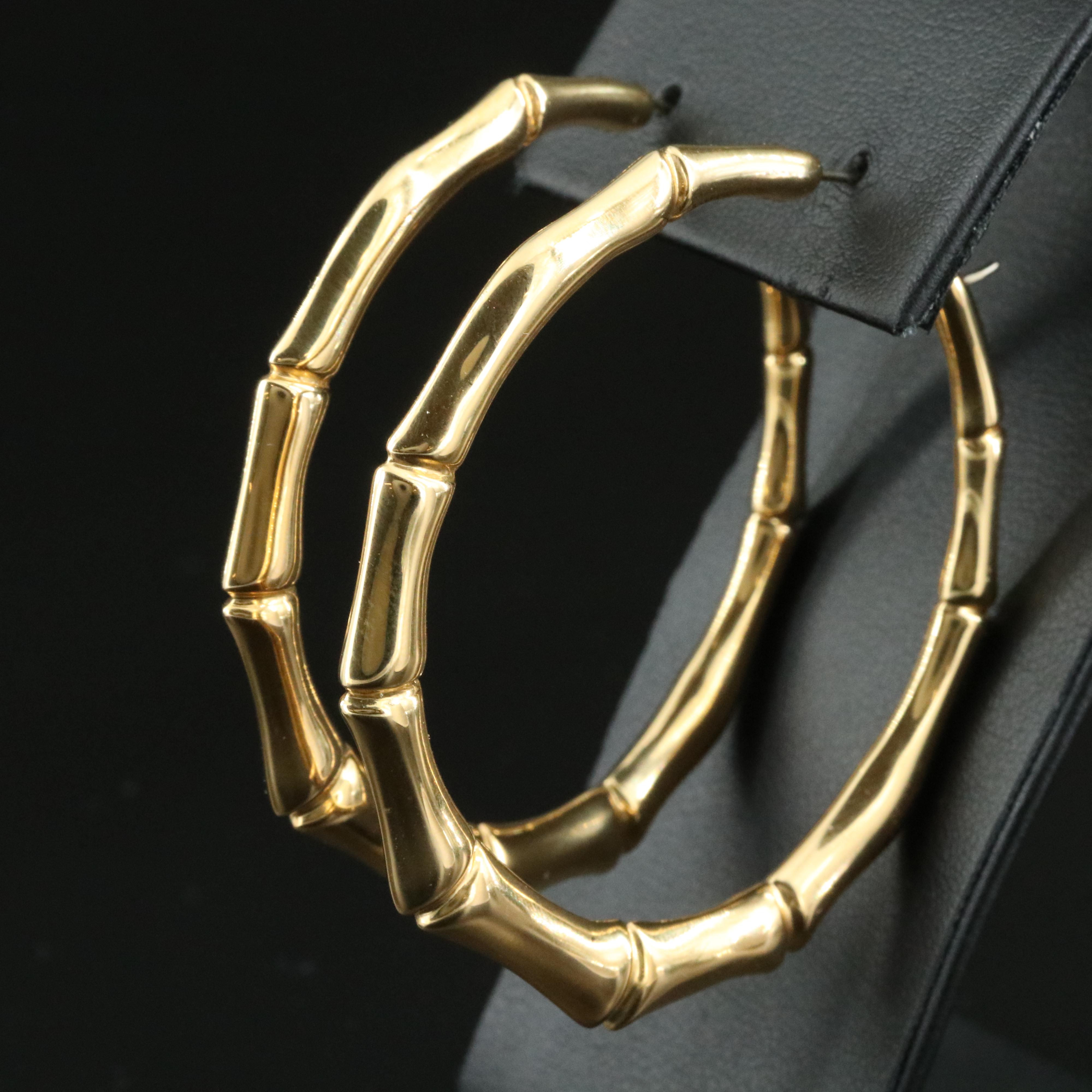 Gucci 18K Large Bamboo Hoop Earrings