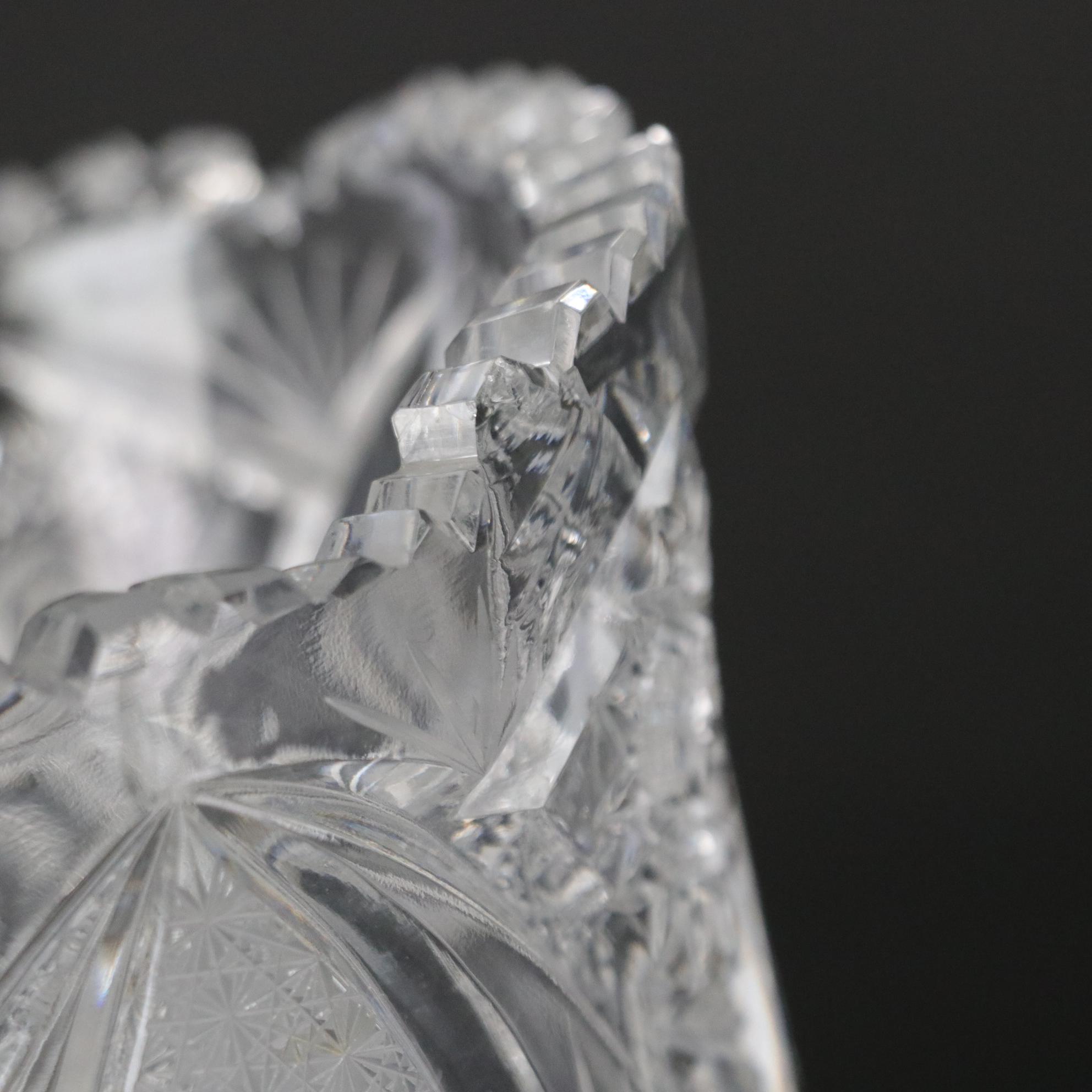 Three Lead Crystal Vases Featuring Hobstars and Cross-Hatch Motifs