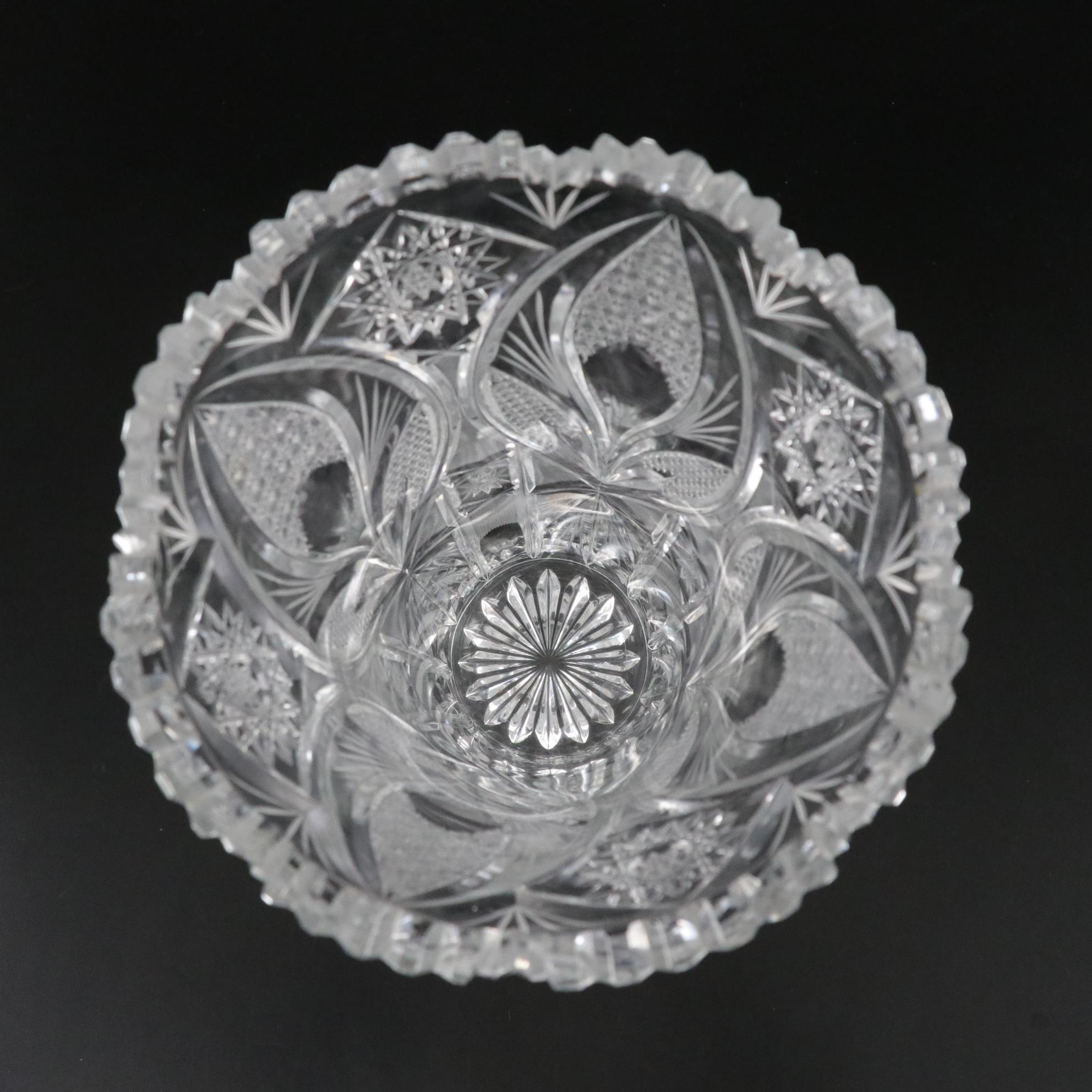 Three Lead Crystal Vases Featuring Hobstars and Cross-Hatch Motifs