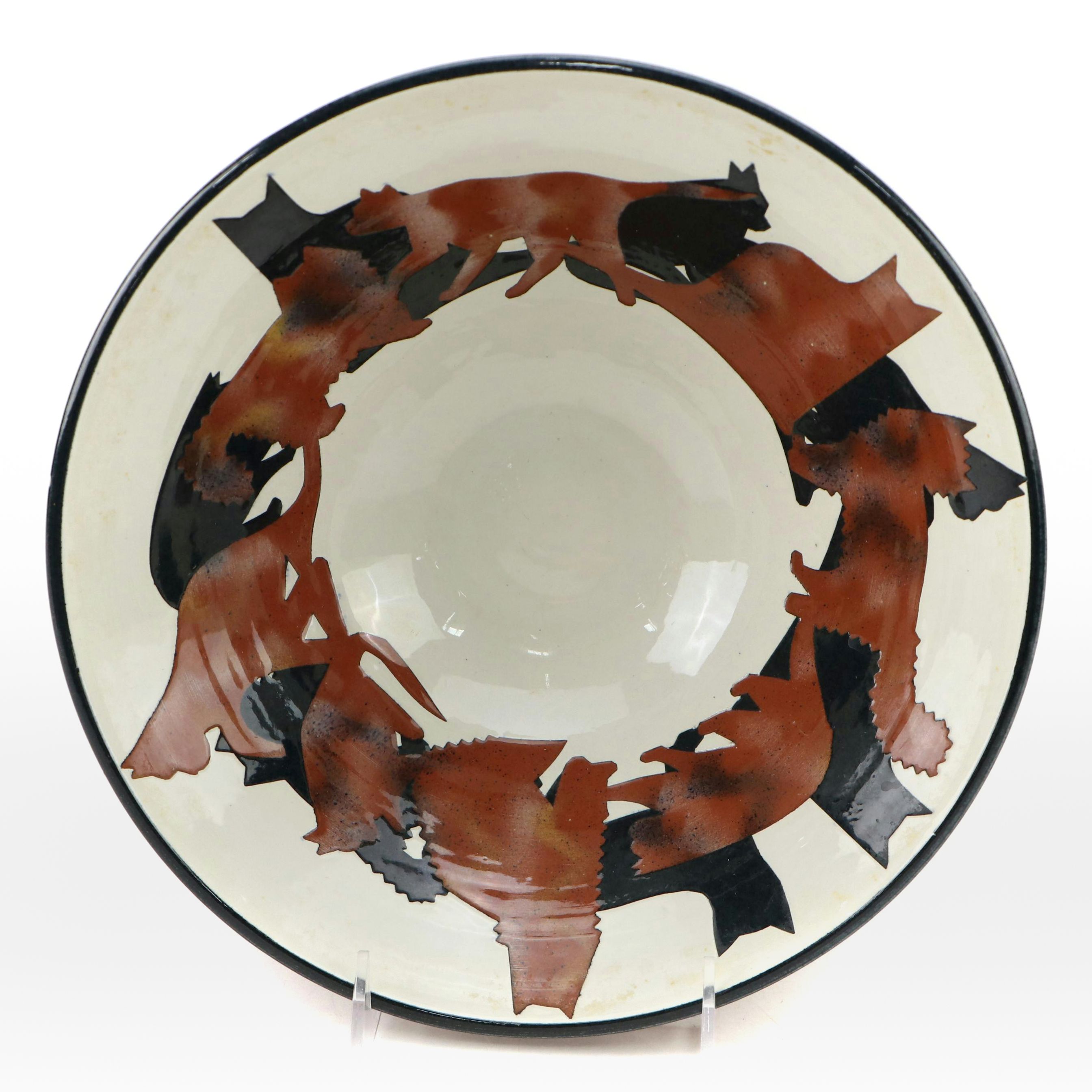 Vaughan L. Smith Signed Studio Art Pottery Terracotta Bowl, 1990