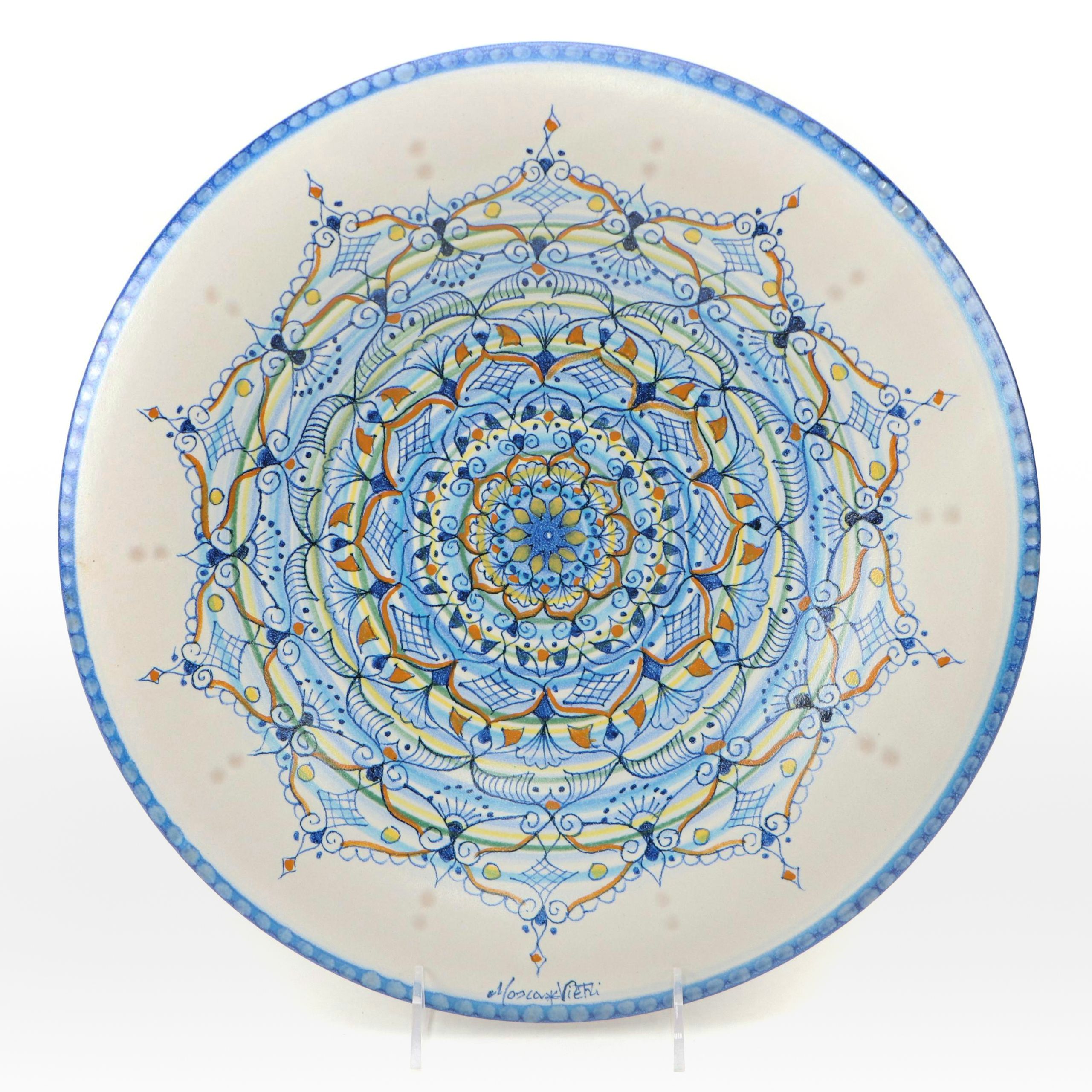 Italian Mosca Ceramiche Hand-Painted Mandala Ceramic Bowl