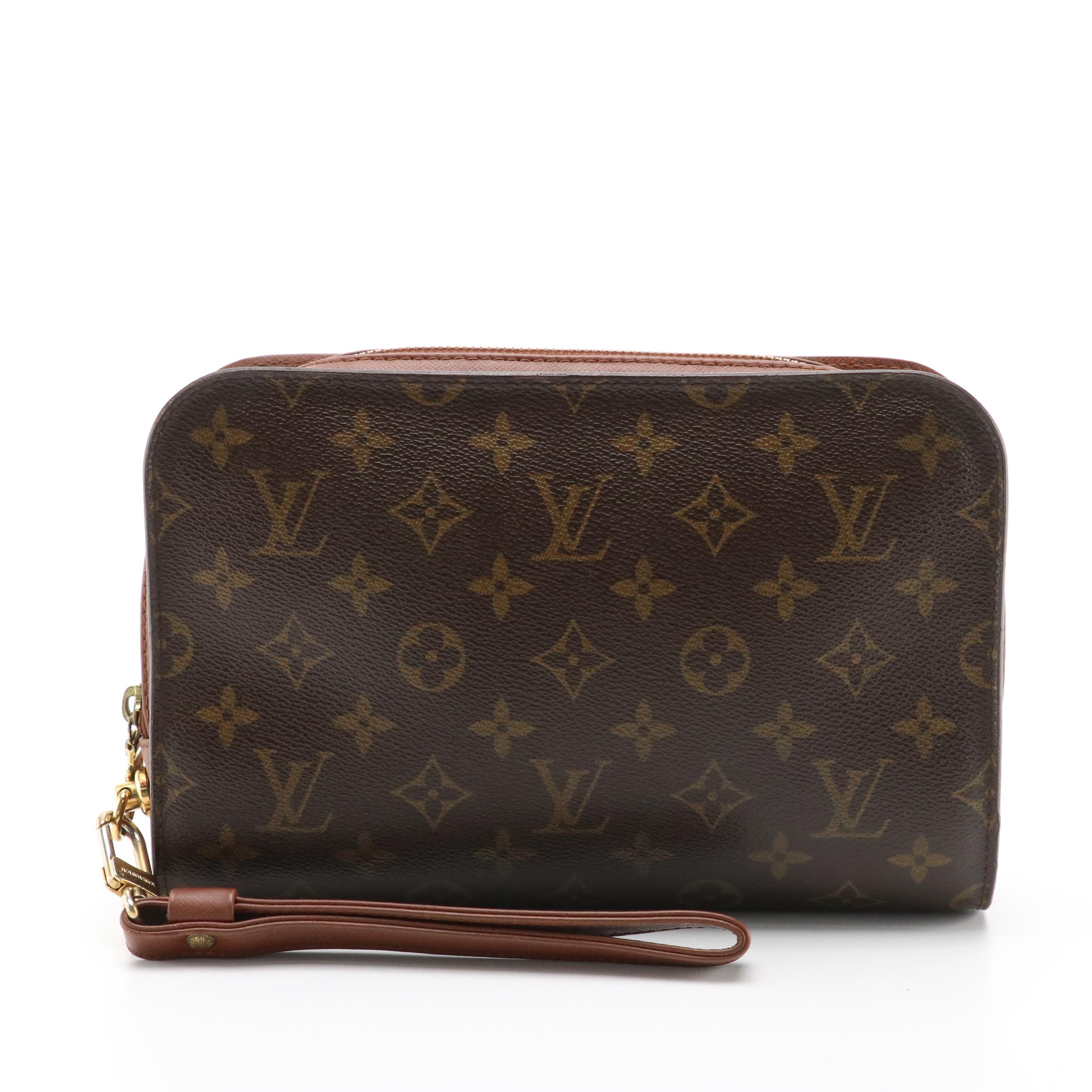 Louis Vuitton Pochette Orsay Wristlet in Monogram Canvas with Leather Trim