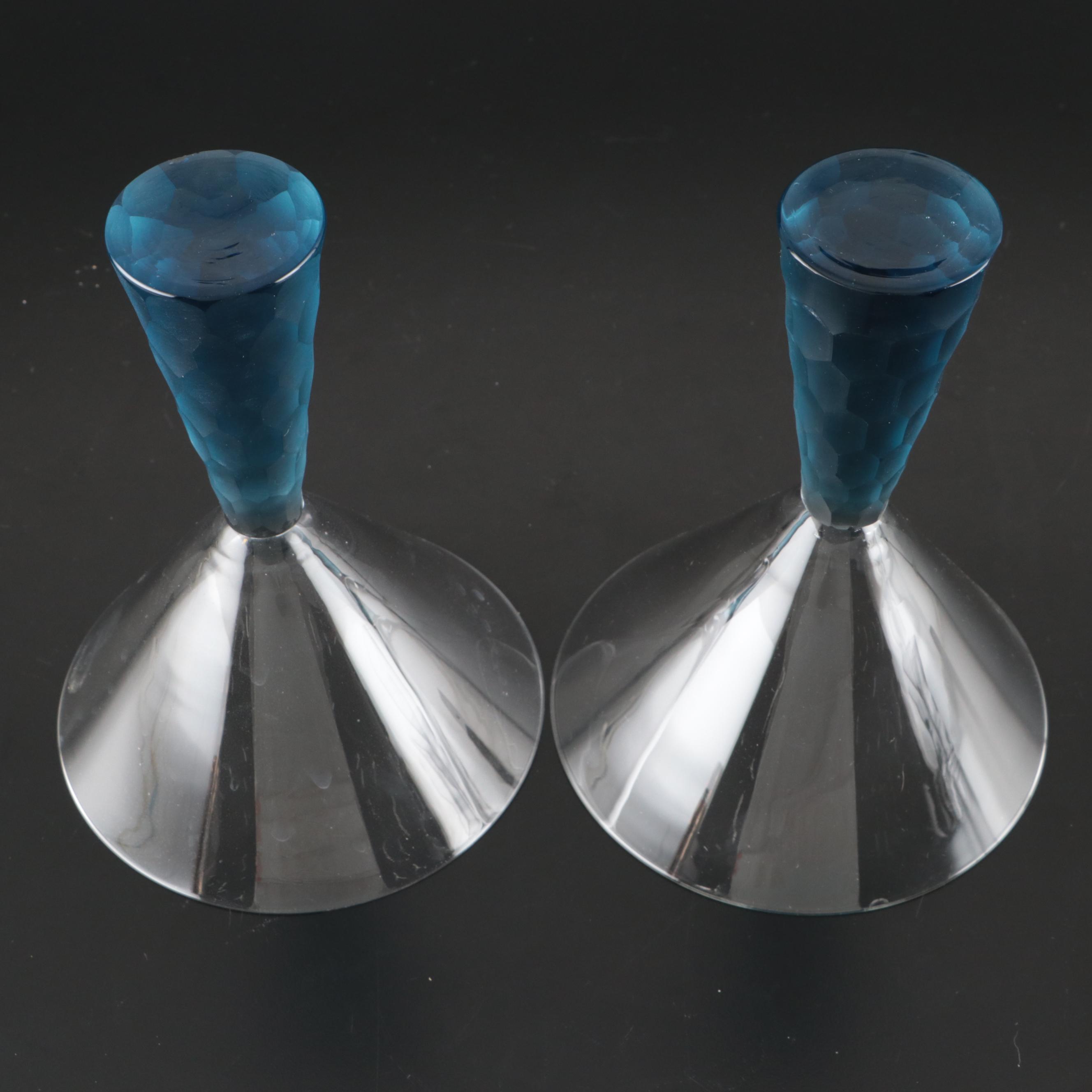 Artland "Prescott Blue" and Riedel "O" Martini Glasses