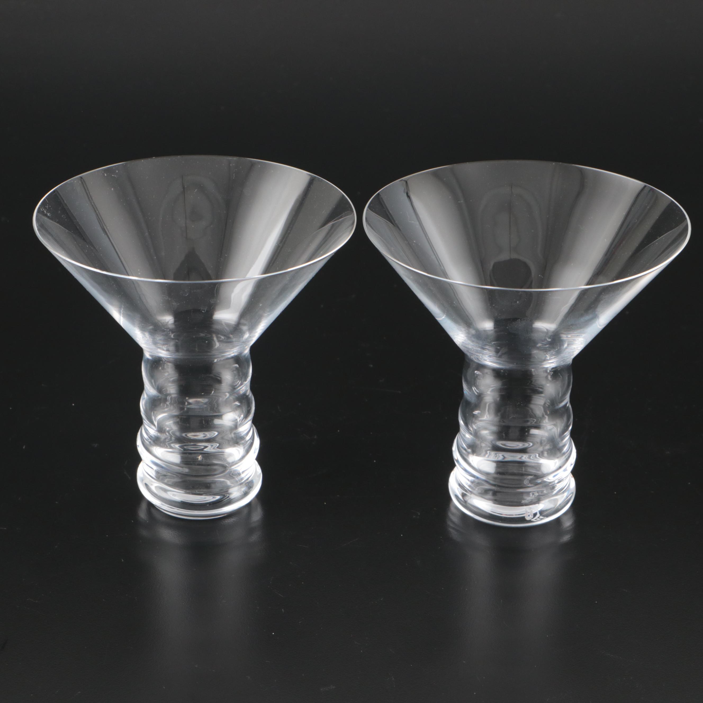 Artland "Prescott Blue" and Riedel "O" Martini Glasses