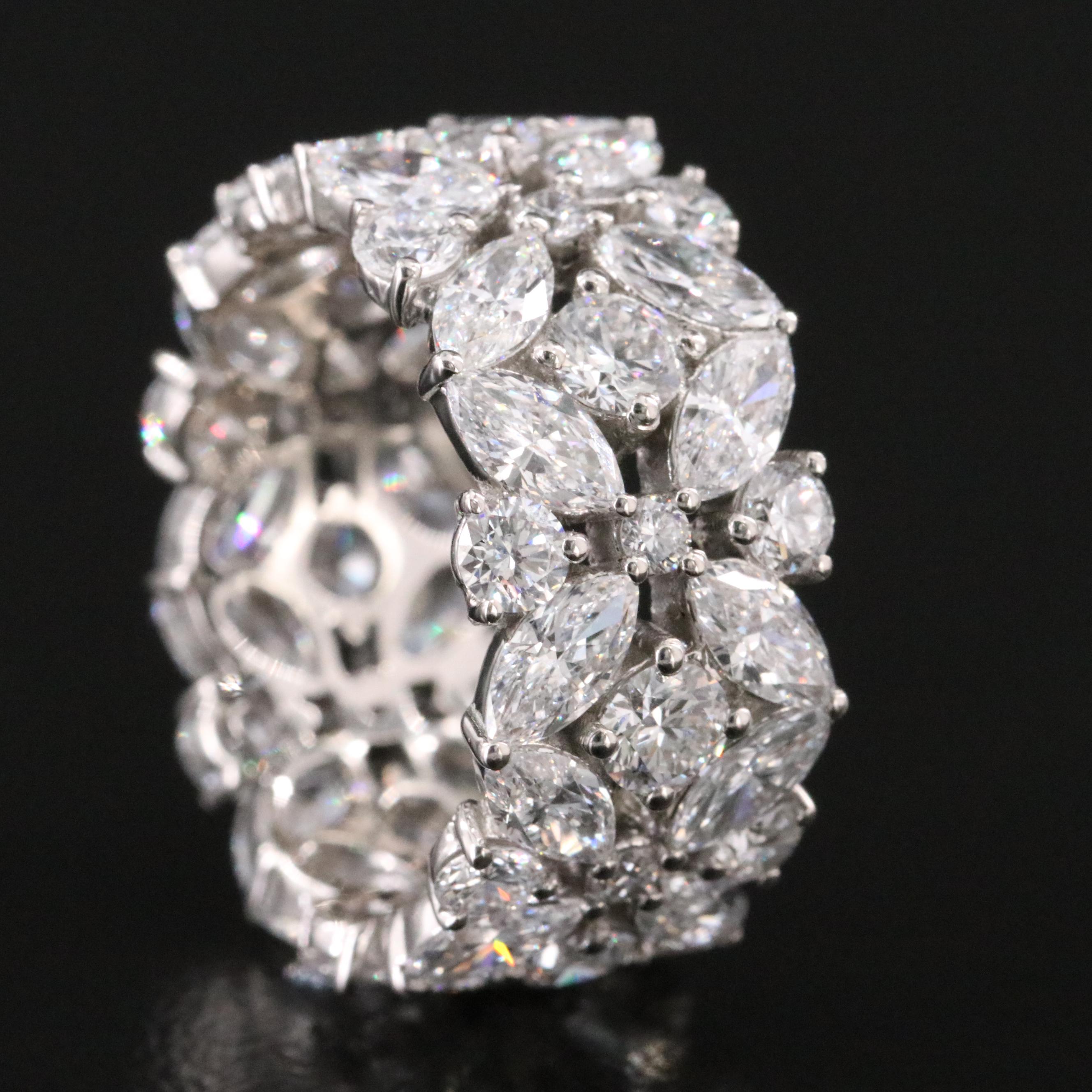 Platinum 6.58 CTW Lab Grown Diamond Flower Eternity Band