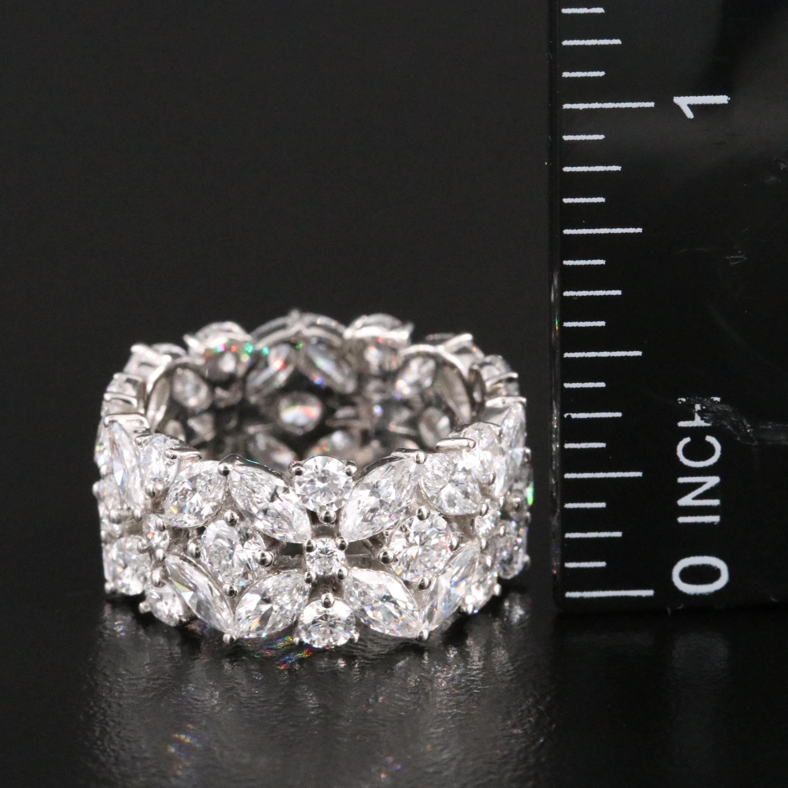 Platinum 6.58 CTW Lab Grown Diamond Flower Eternity Band