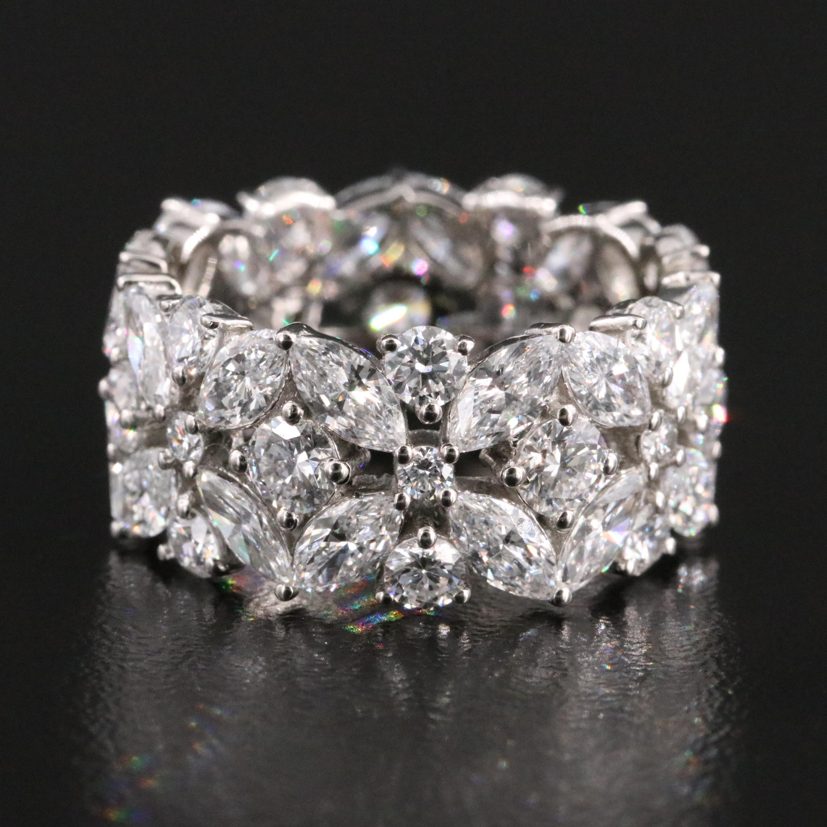 Platinum 6.58 CTW Lab Grown Diamond Flower Eternity Band