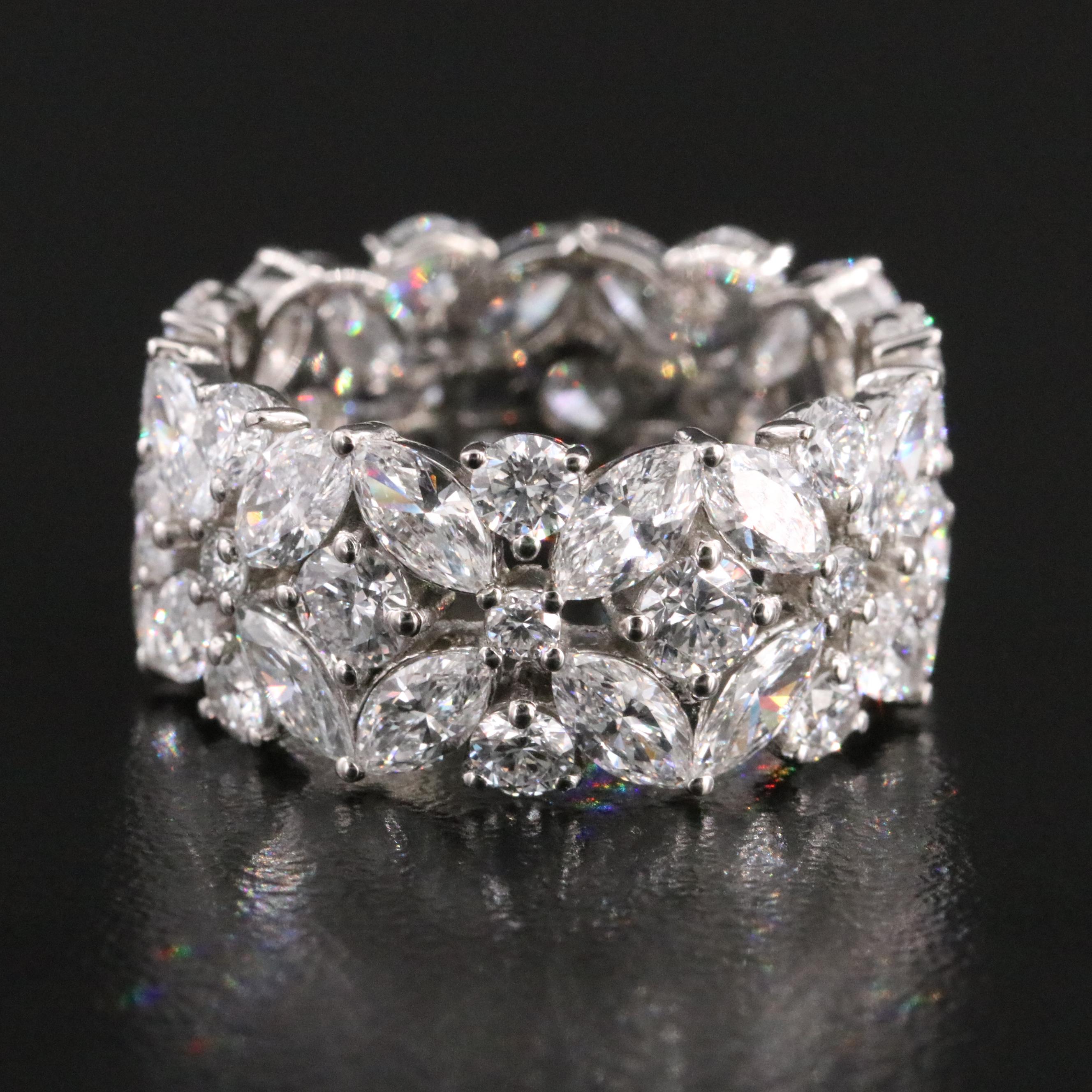 Platinum 6.58 CTW Lab Grown Diamond Flower Eternity Band