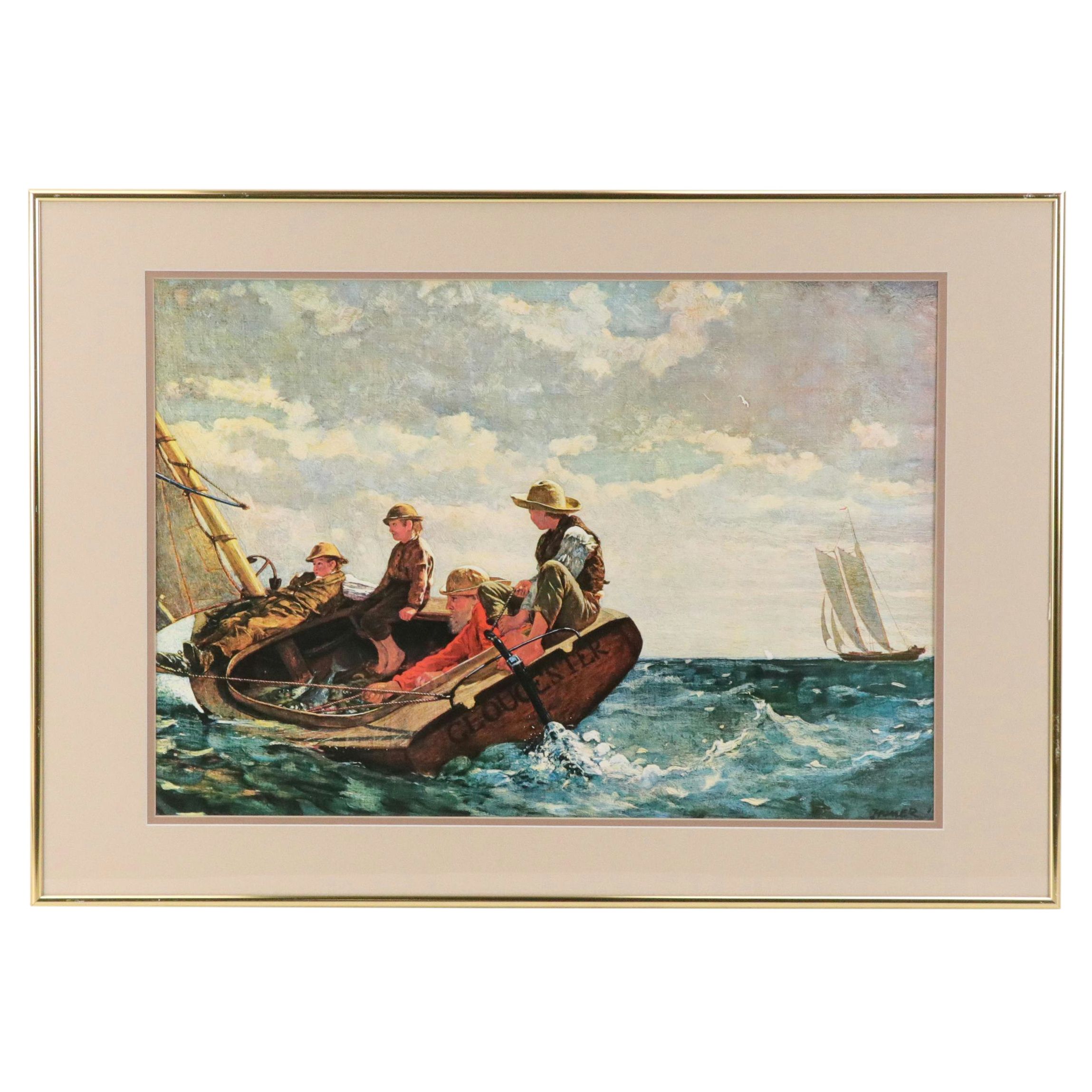 After Winslow Homer Offset Lithograph "Breezing Up (A Fair Wind)"