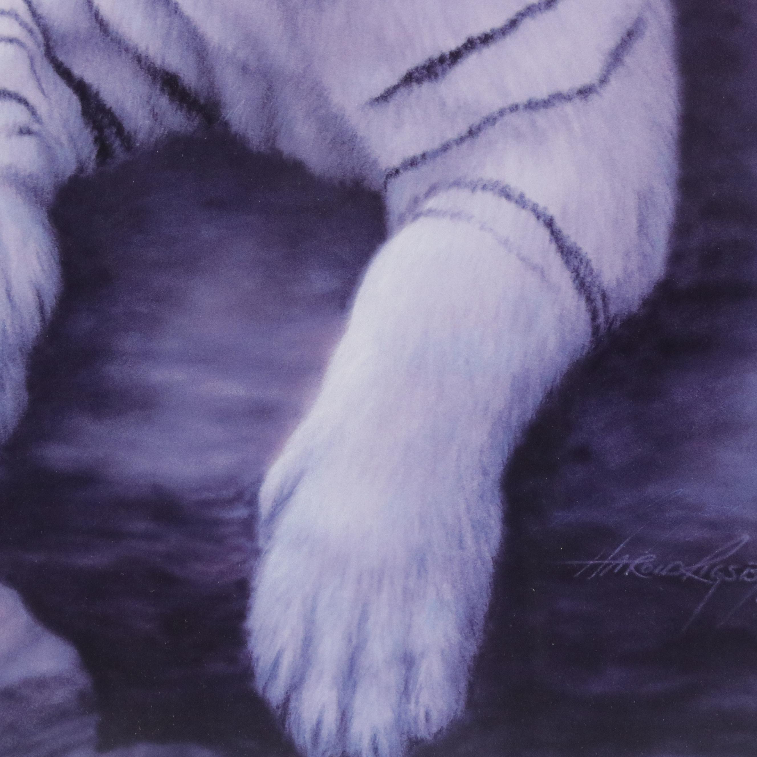 Harold Rigsby Offset Lithograph of White Bengal Tiger