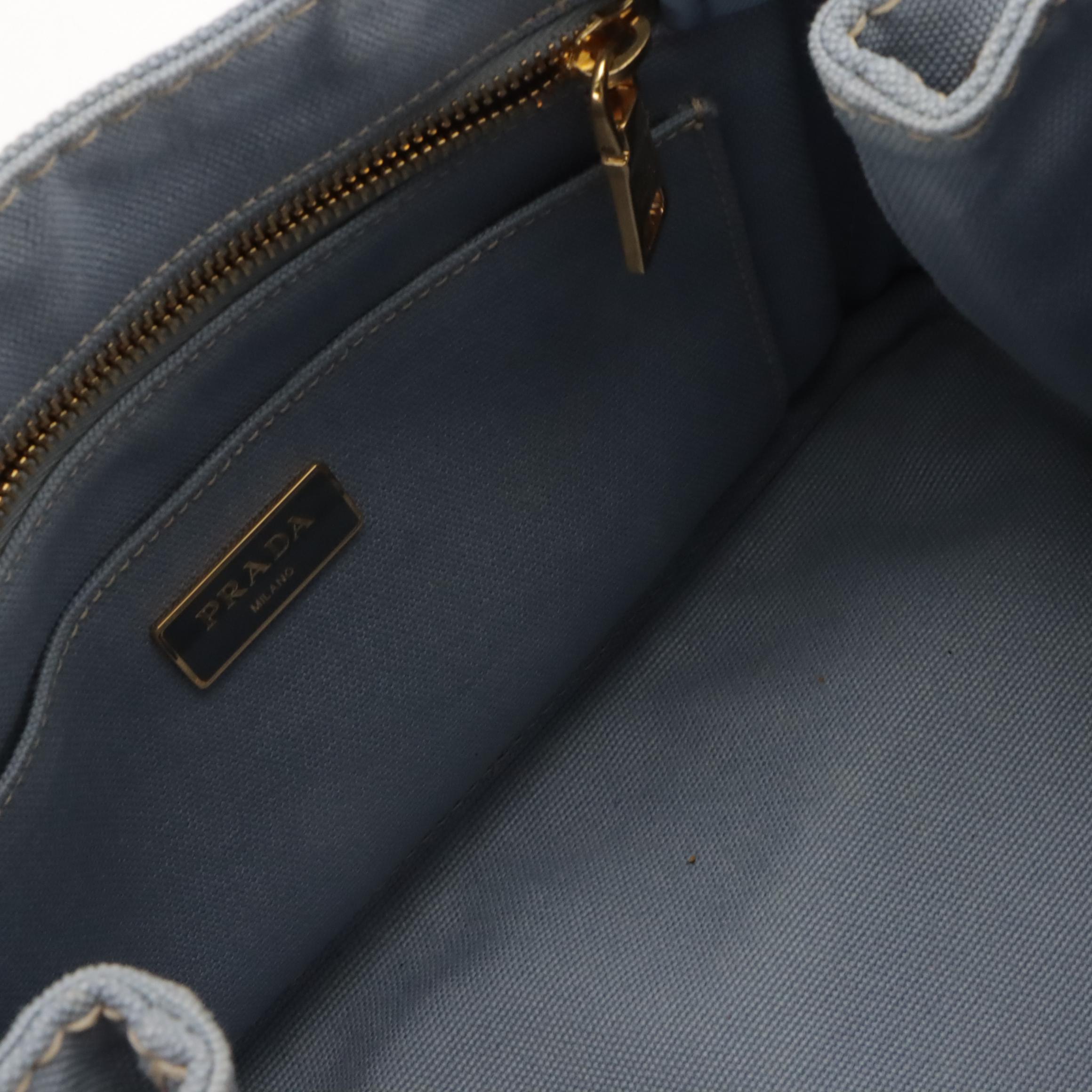 Prada Canapa Two-Way Tote in Sky Blue Canvas