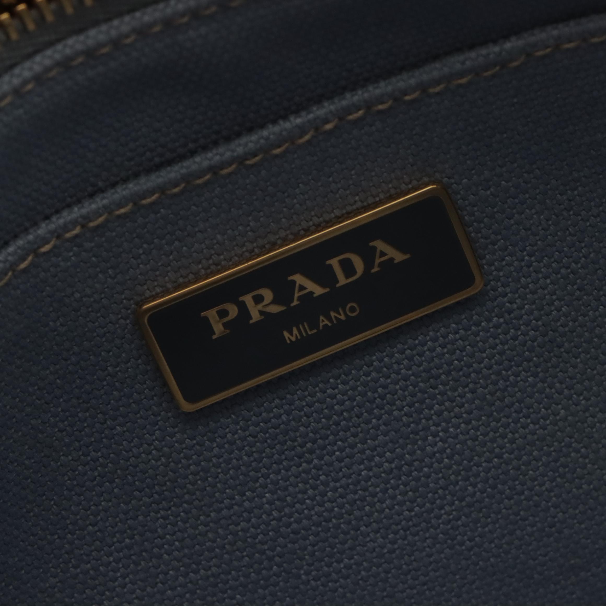 Prada Canapa Two-Way Tote in Sky Blue Canvas