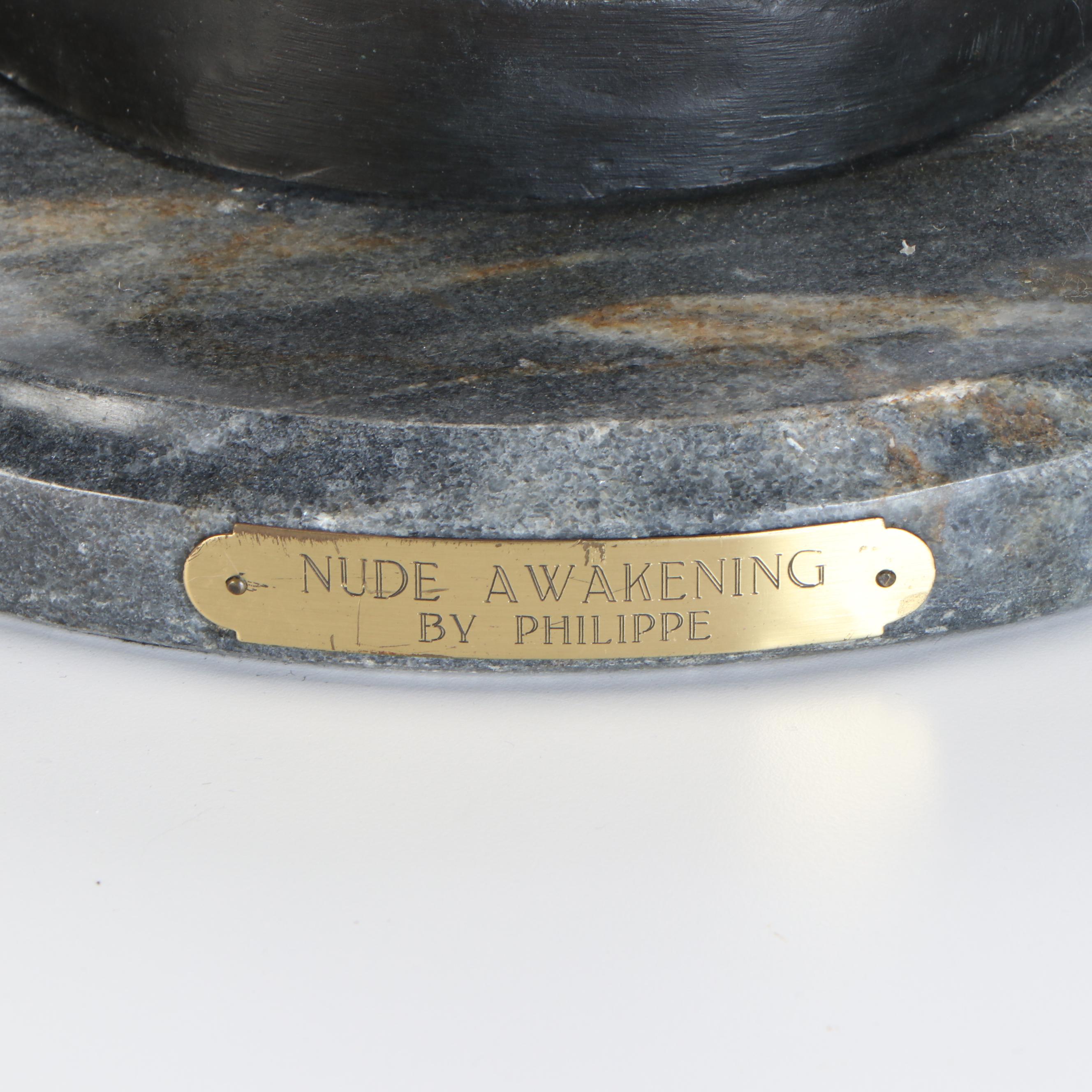 After Paul Philippe "Nude Awakening" Bronze Statue on Marble Base