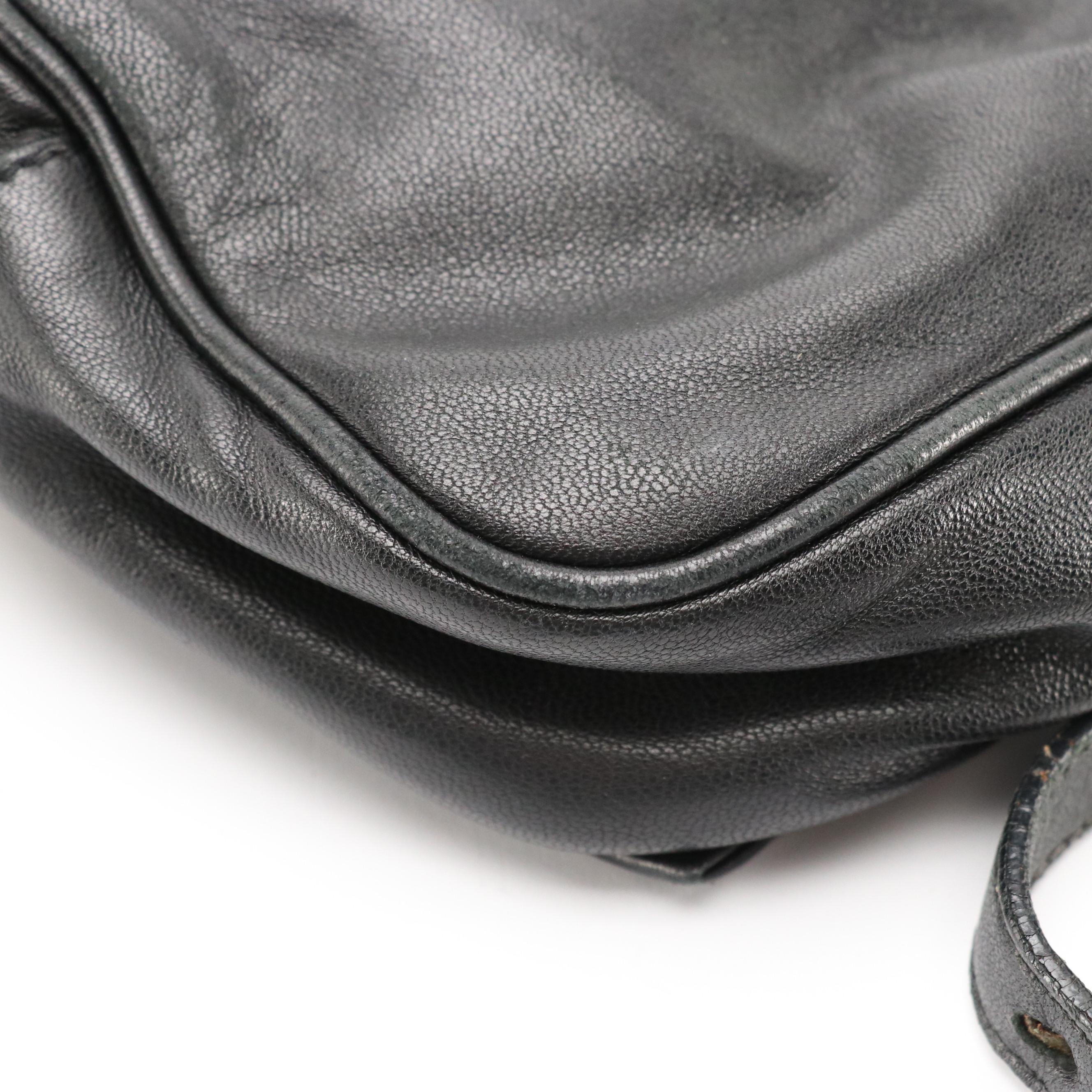 Prada Zippered Crossbody Bow Bag in Black Lambskin Leather