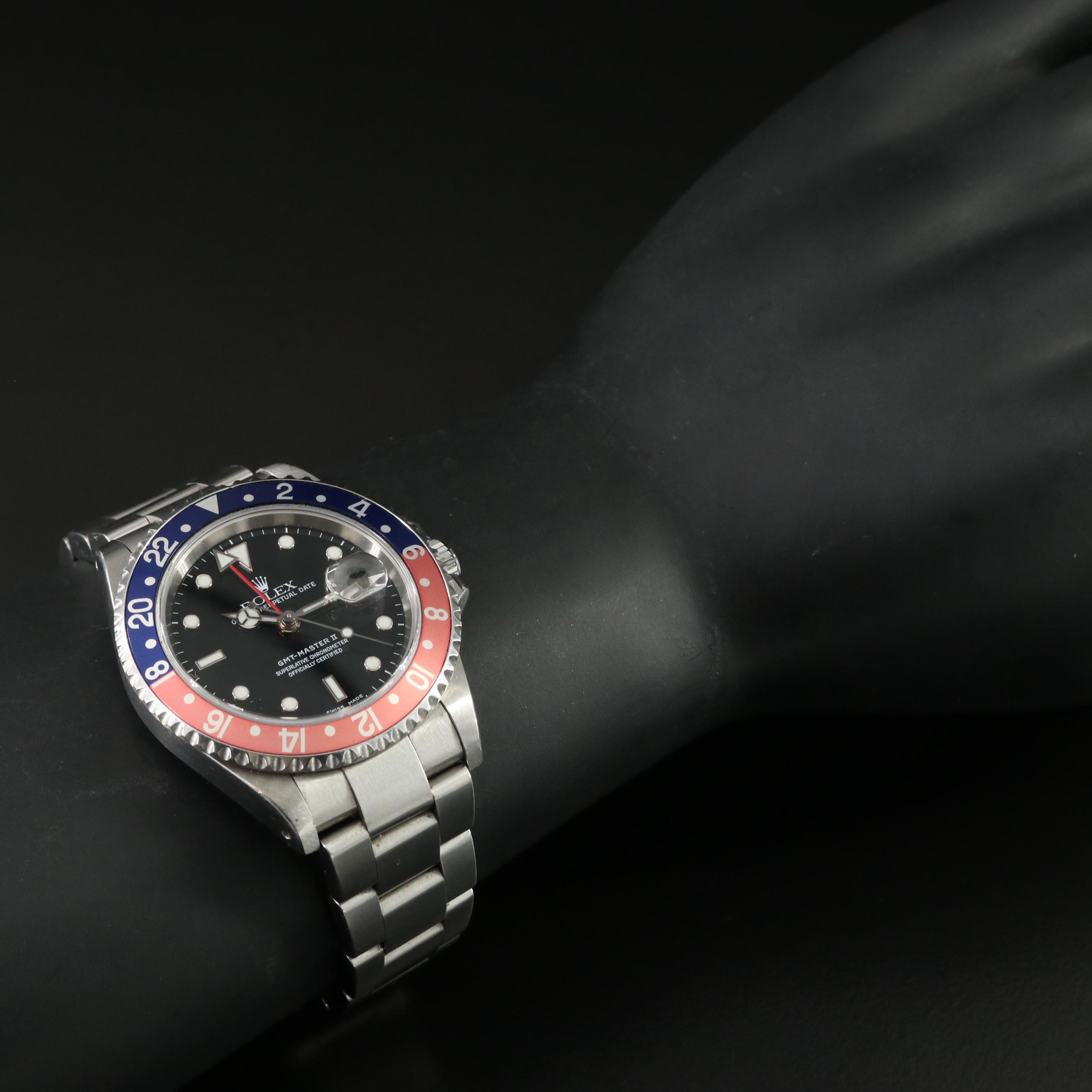 1987-1988 Rolex GMT Master II Pepsi Stainless Steel Oyster Watch