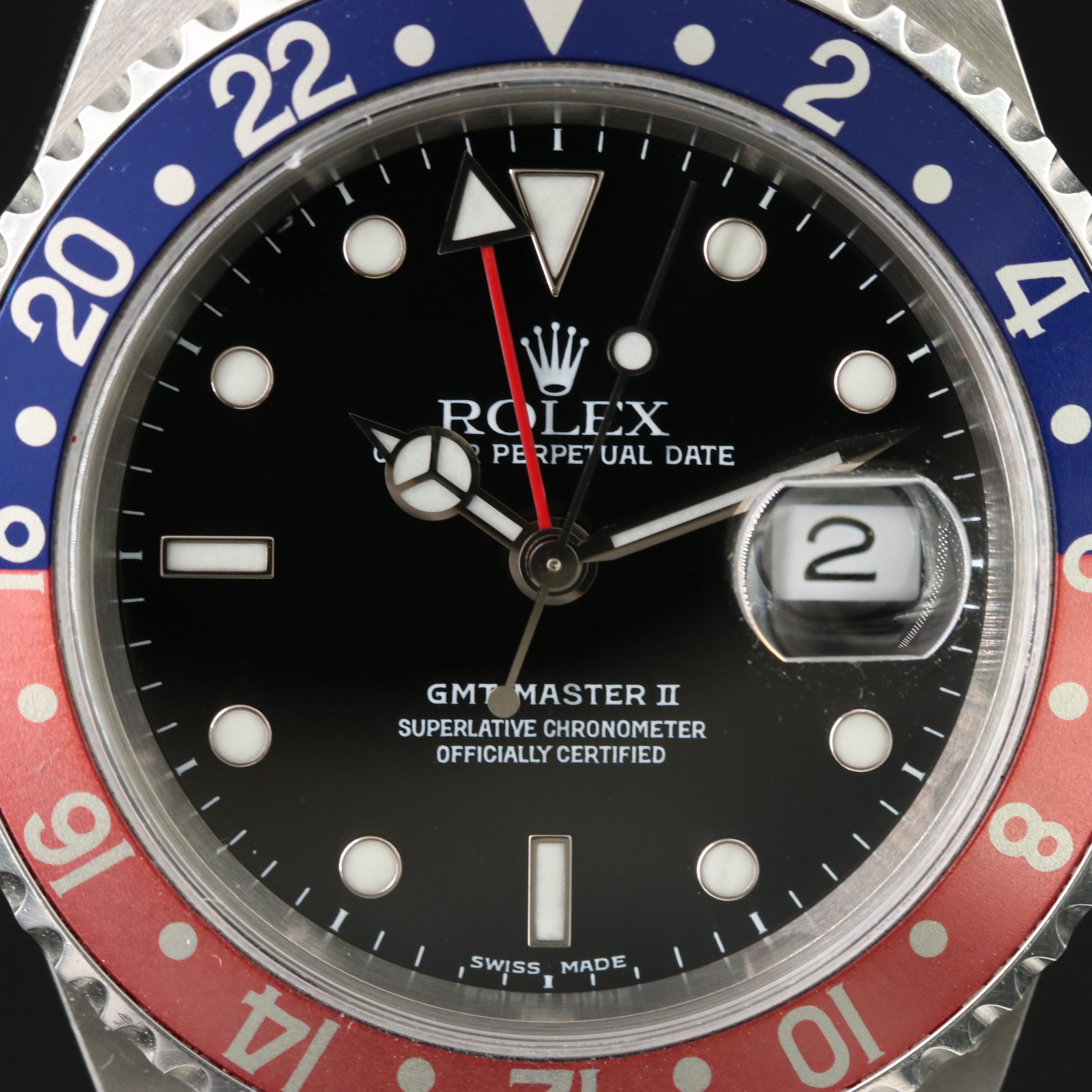 1987-1988 Rolex GMT Master II Pepsi Stainless Steel Oyster Watch